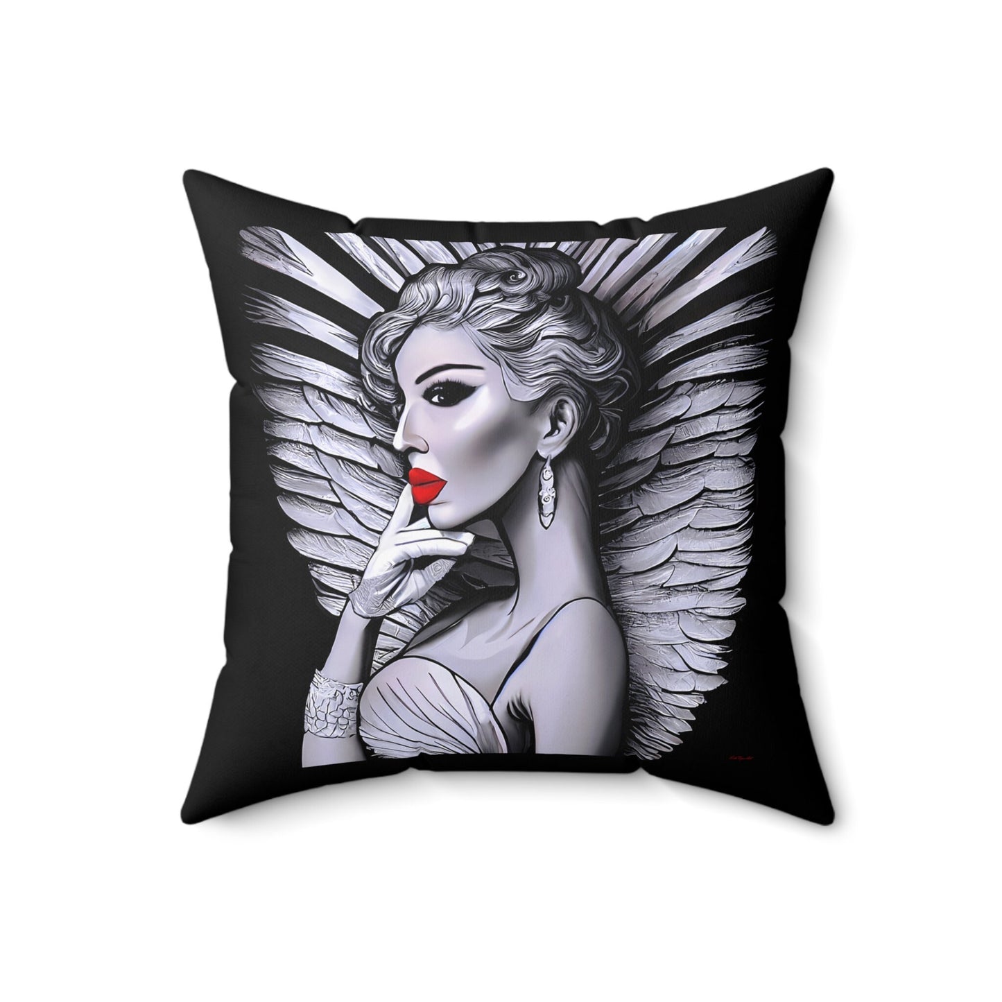 art deco angel square pillow, decorative pillow, living room pillow, bedroom pillow, throw pillow, pillows,decorative pillows, accent pillow - LOLA VEGAS ART