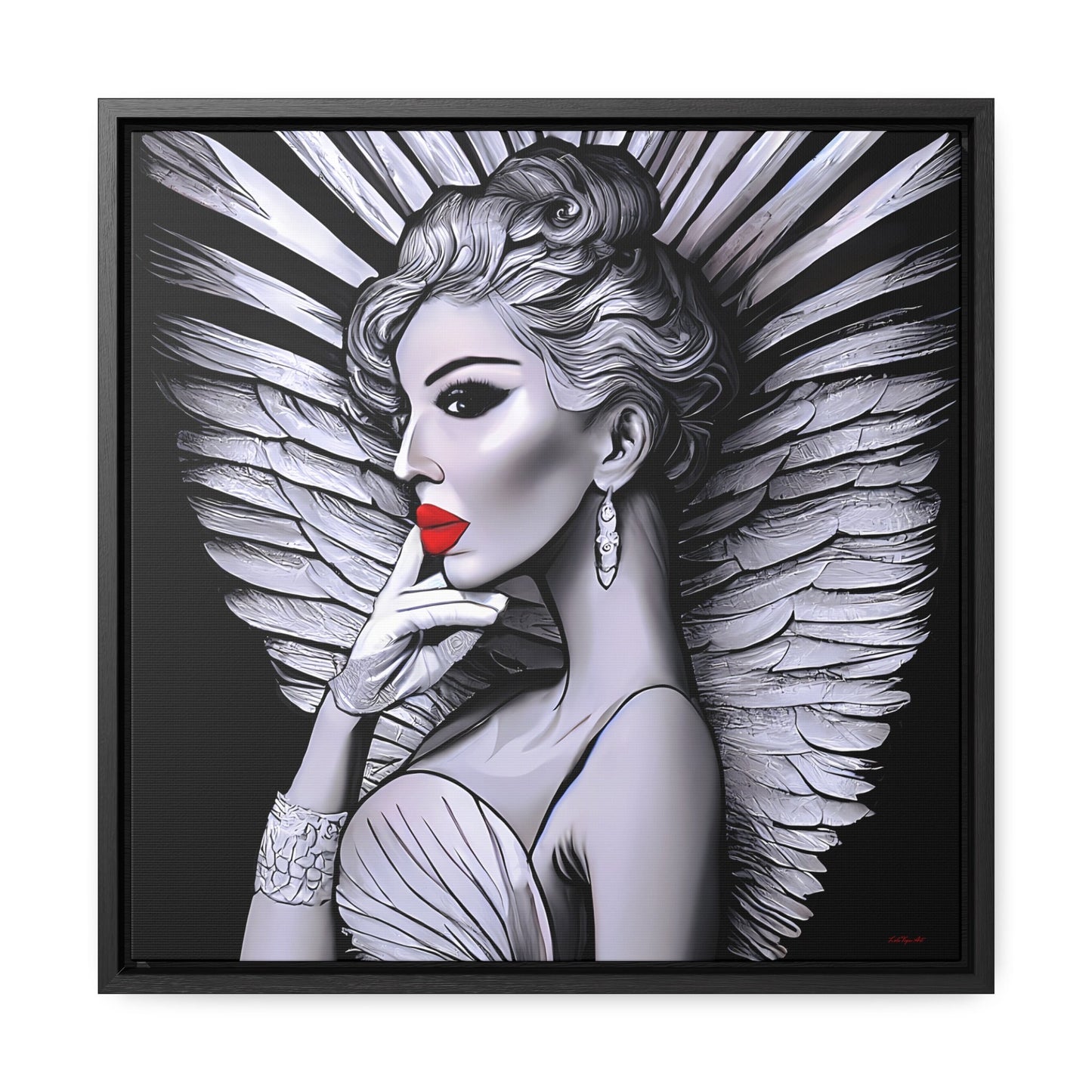 art deco angel framed canvas wall art, wall art in frame, wall art with frame, wall art framed, wall art living room framed, glamorous - LOLA VEGAS ART
