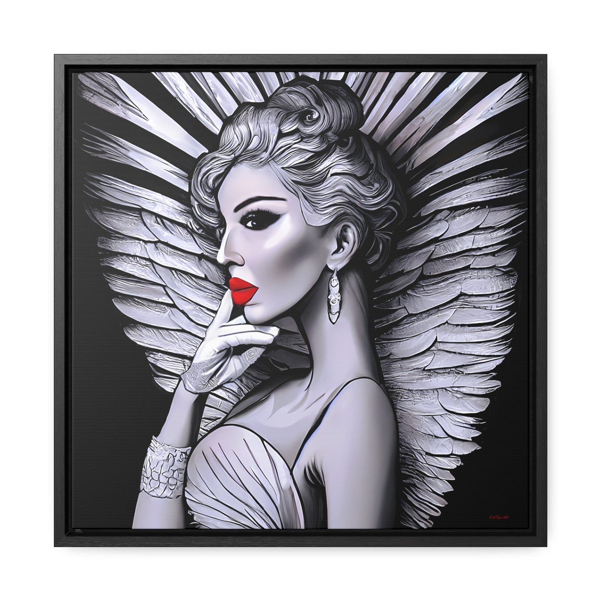 art deco angel framed canvas wall art, wall art in frame, wall art with frame, wall art framed, wall art living room framed, glamorous - LOLA VEGAS ART