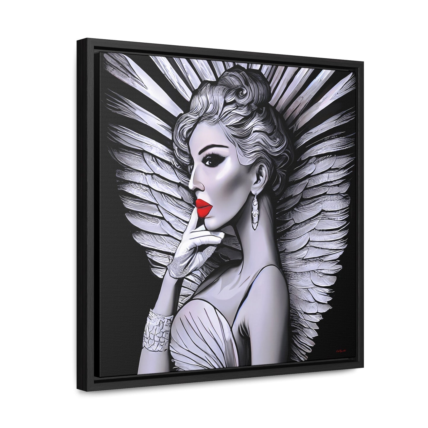 art deco angel framed canvas wall art, wall art in frame, wall art with frame, wall art framed, wall art living room framed, glamorous - LOLA VEGAS ART