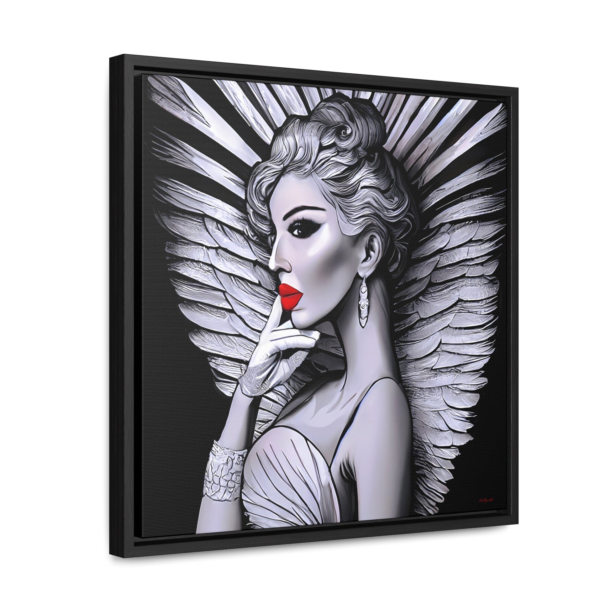 art deco angel framed canvas wall art, wall art in frame, wall art with frame, wall art framed, wall art living room framed, glamorous - LOLA VEGAS ART