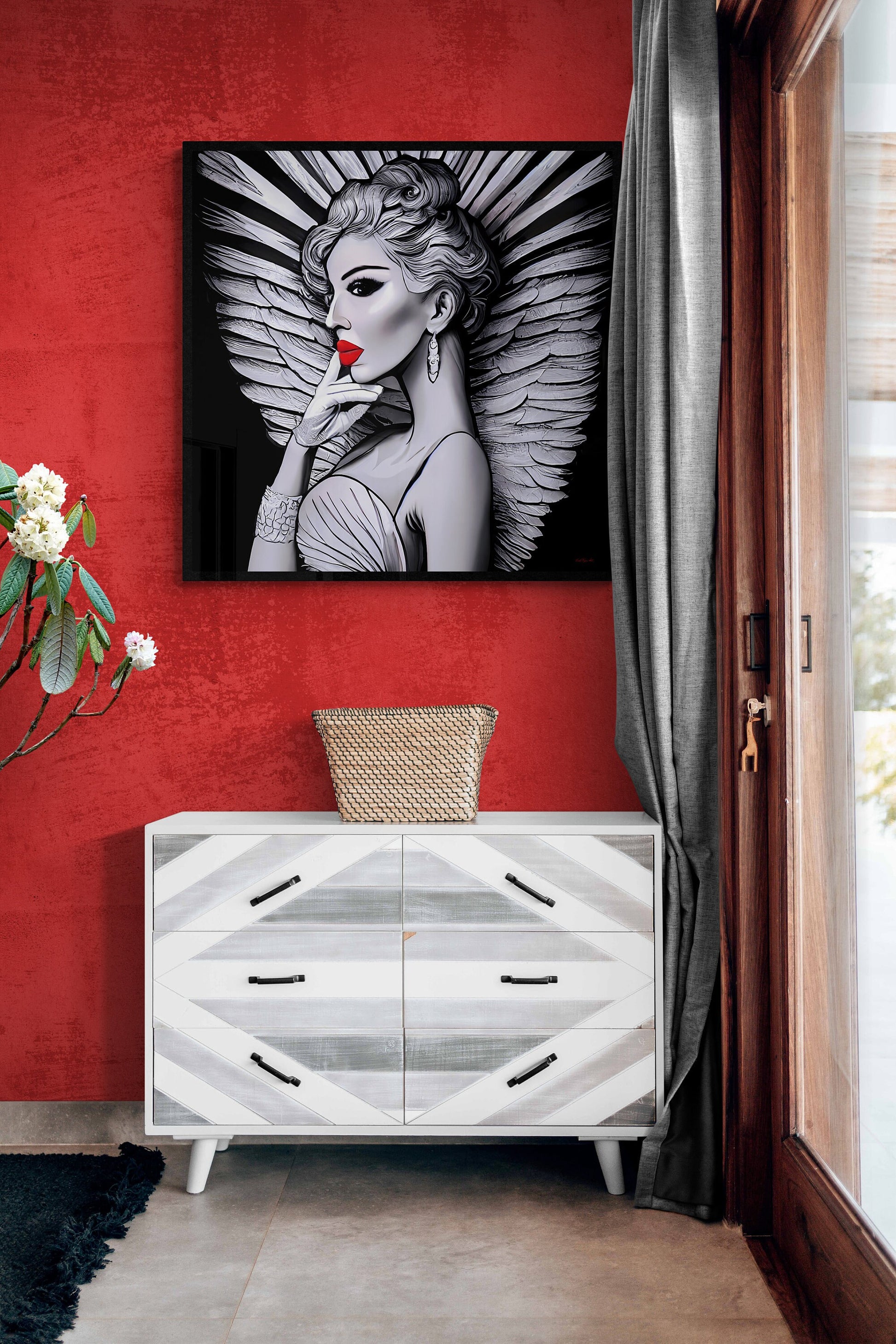 art deco angel framed canvas wall art, wall art in frame, wall art with frame, wall art framed, wall art living room framed, glamorous - LOLA VEGAS ART