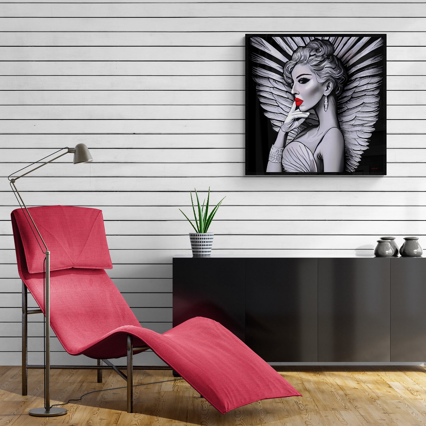 art deco angel framed canvas wall art, wall art in frame, wall art with frame, wall art framed, wall art living room framed, glamorous - LOLA VEGAS ART