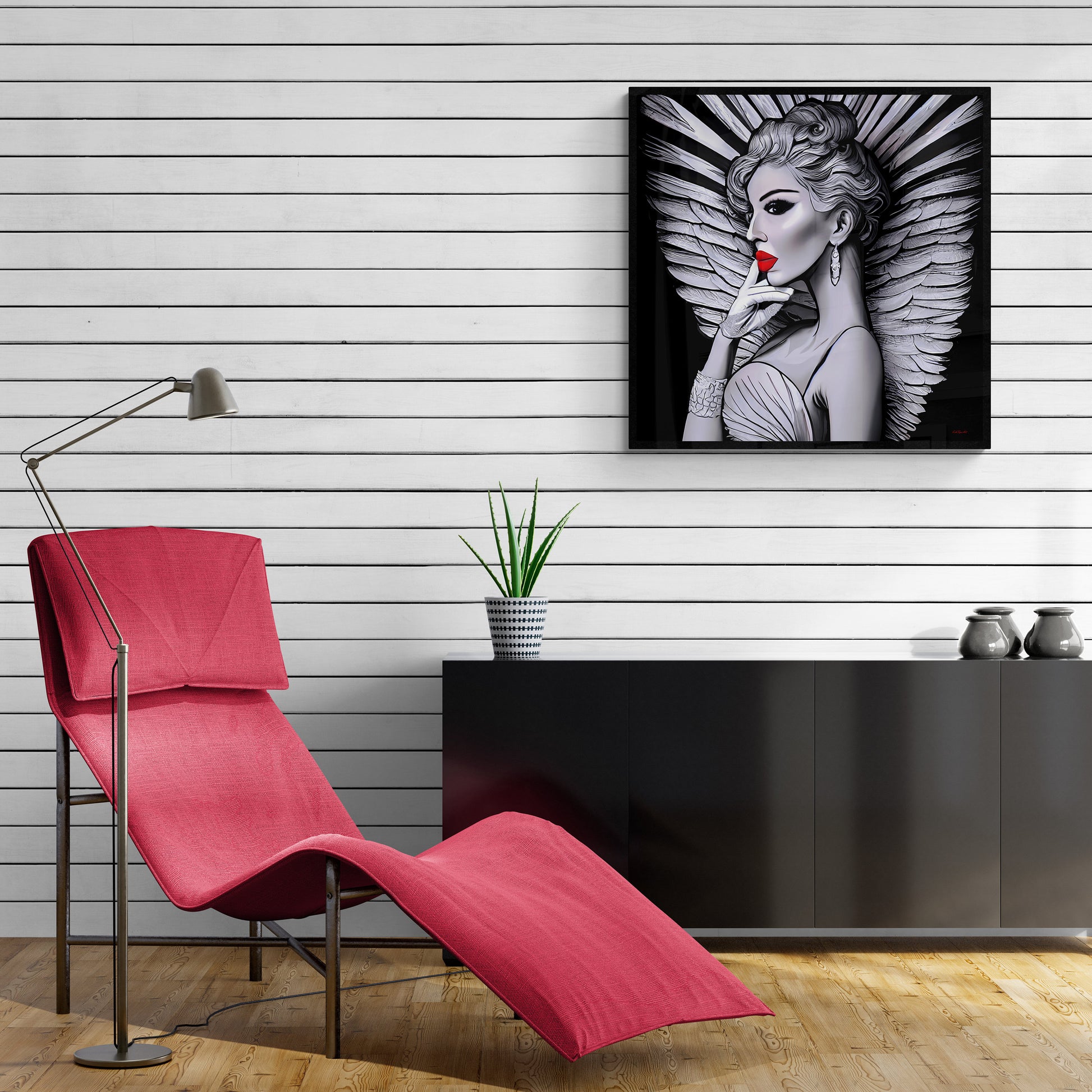 art deco angel framed canvas wall art, wall art in frame, wall art with frame, wall art framed, wall art living room framed, glamorous - LOLA VEGAS ART