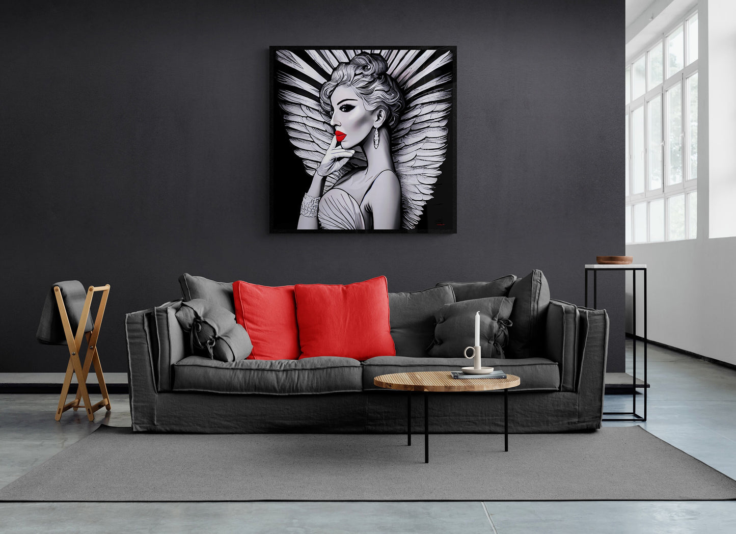 art deco angel framed canvas wall art, wall art in frame, wall art with frame, wall art framed, wall art living room framed, glamorous - LOLA VEGAS ART
