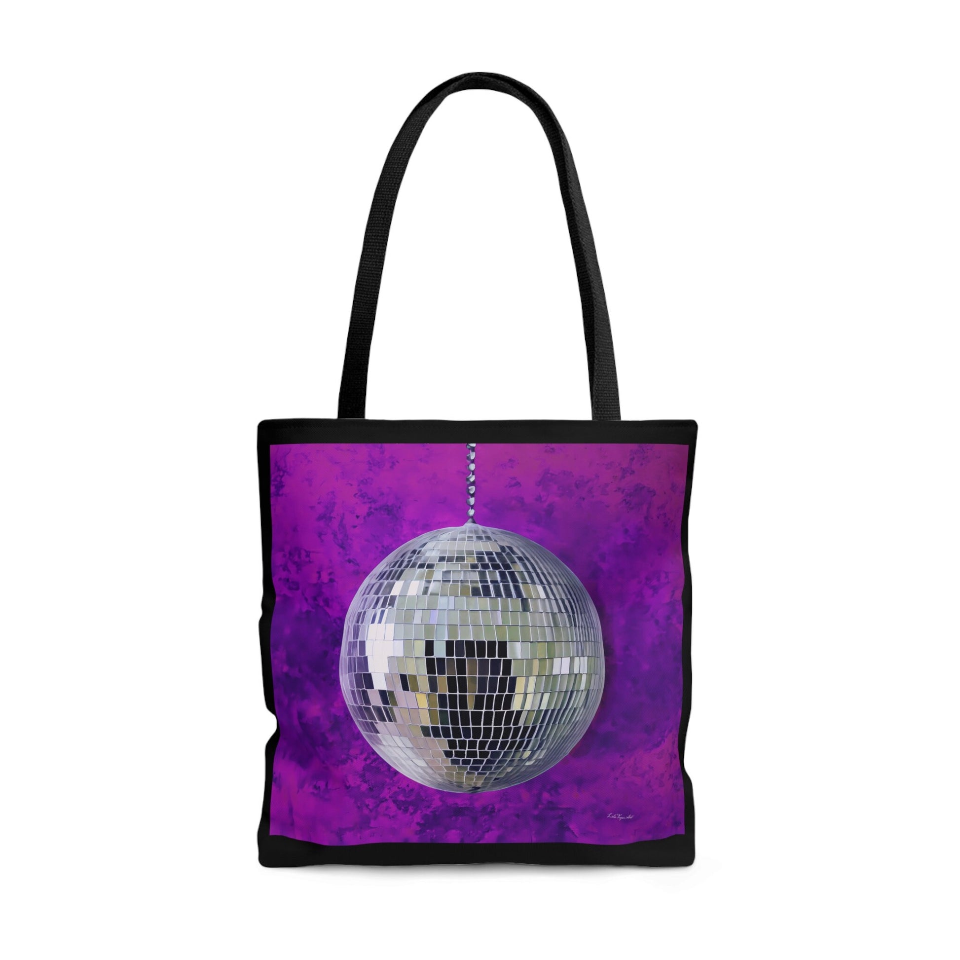silver disco ball  canvas tote bag, tote bag, gifts for women, canvas shopper, oversized bag, reusable bag, shopping bag, tote bag for women - LOLA VEGAS ART