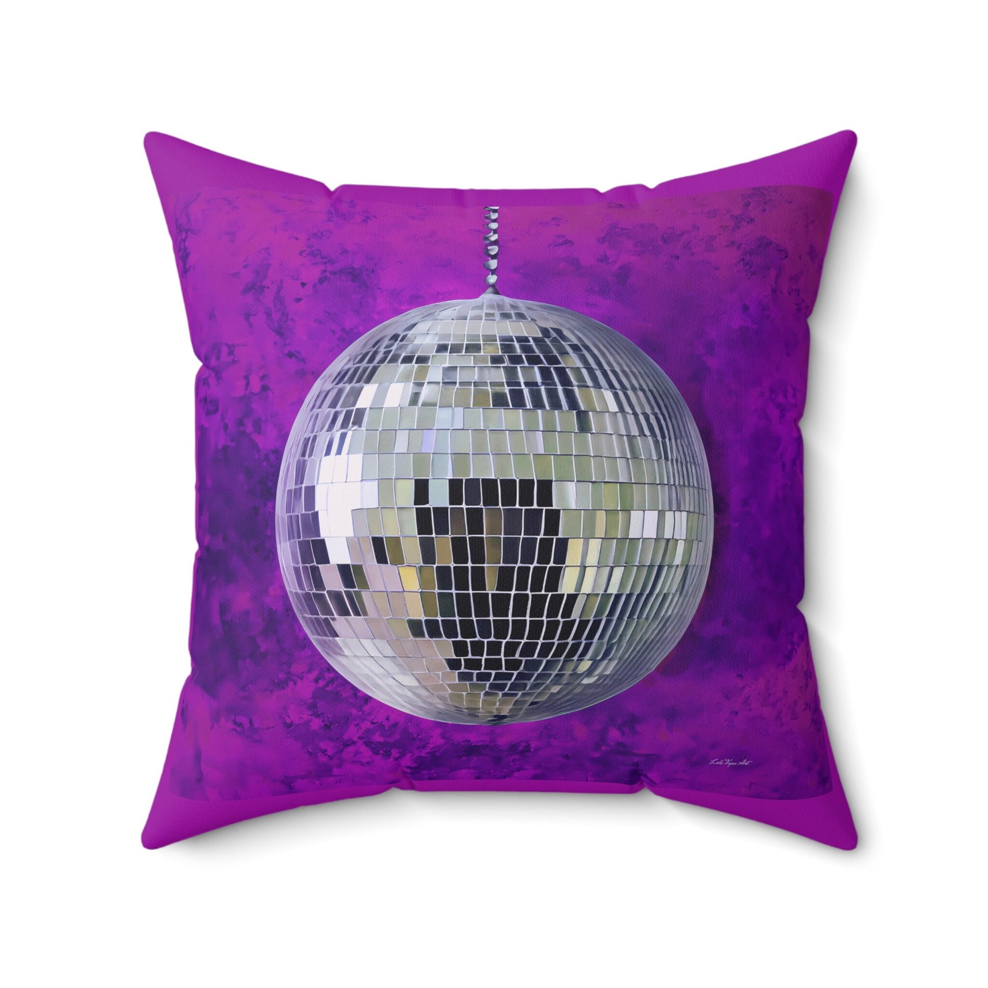 silver disco ball pillow, decorative pillow, living room pillow, bedroom pillow, throw pillow, pillows, decorative pillows, accent pillow - LOLA VEGAS ART