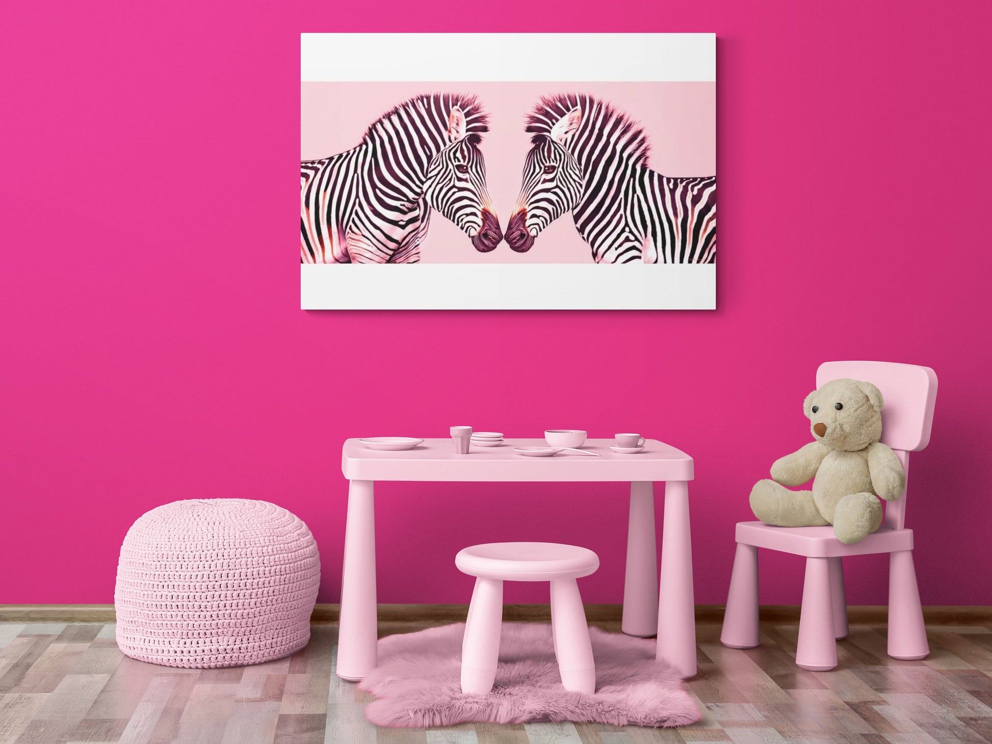 pink zebras canvas wall art, wall art dcor, room wall dcor, animal wall art, children's wall art, kids wall art, nursery wall art, - LOLA VEGAS ART