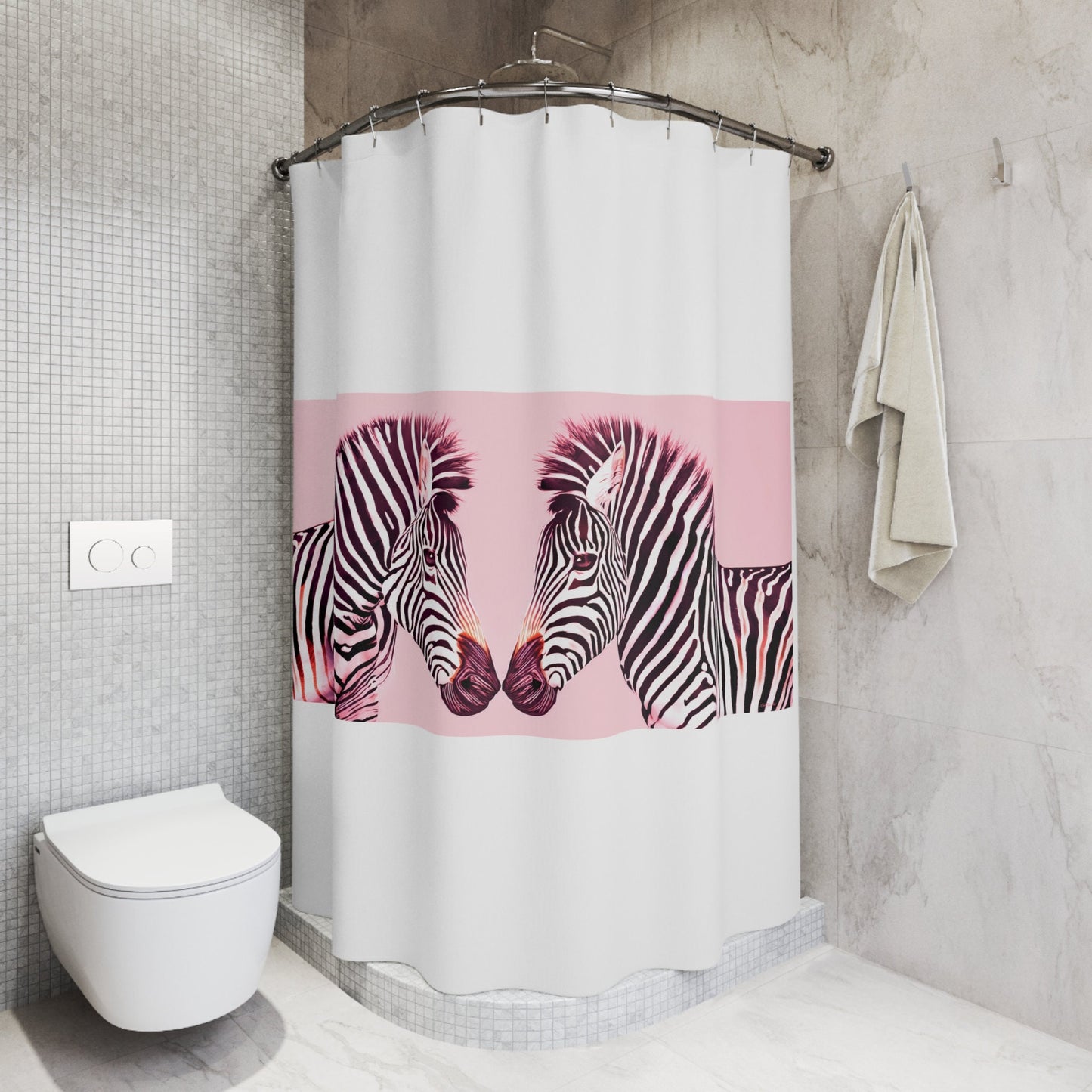 pink zebra shower curtain, animal shower curtain, , home accessories, bathroom dcor, bathroom, home dcor, shower room decor, kids bathro - LOLA VEGAS ART