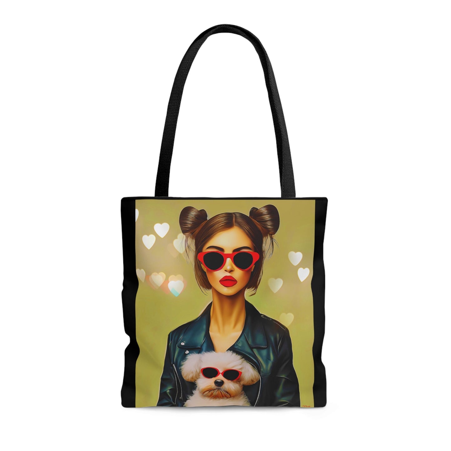 woman and her dog canvas tote bag, - LOLA VEGAS ART