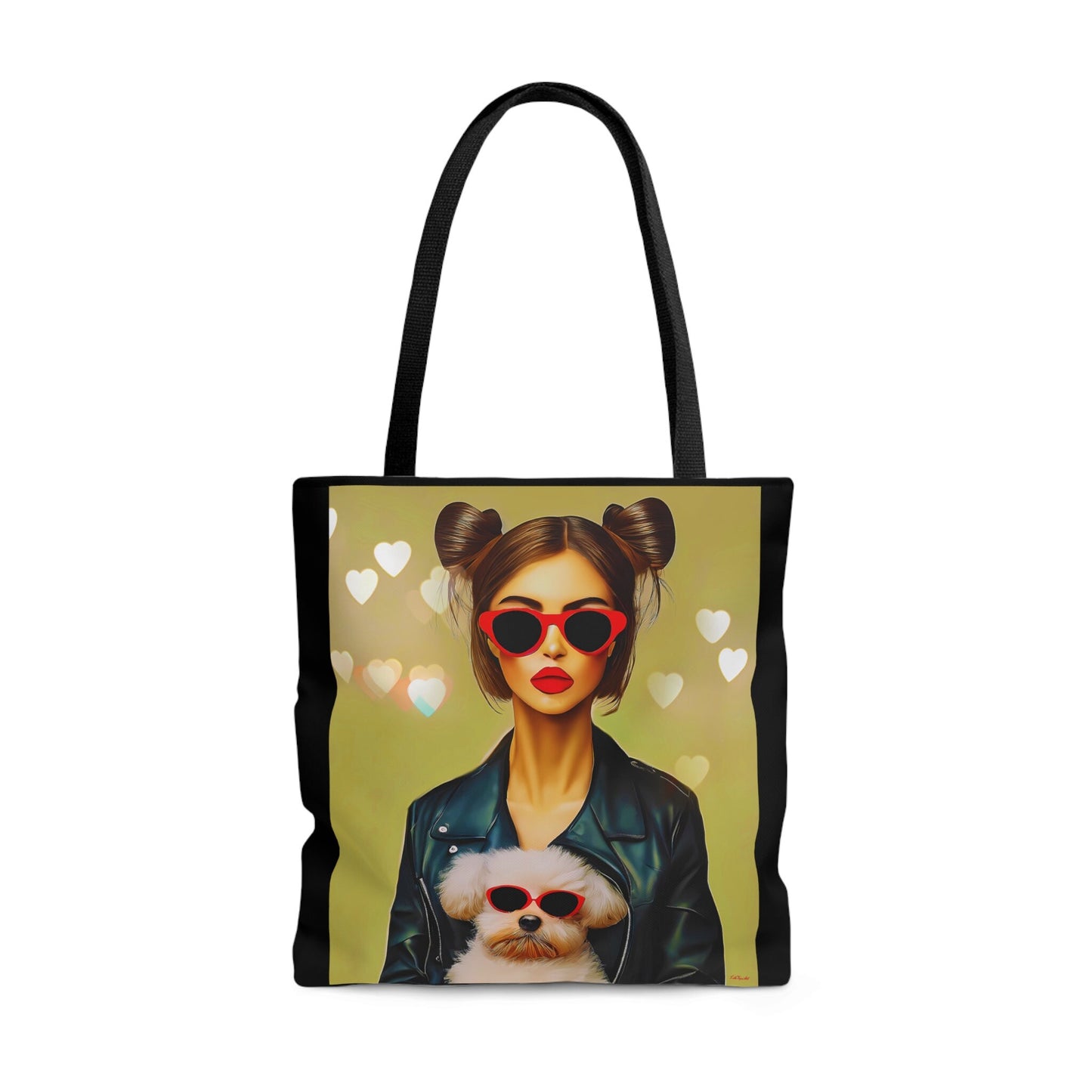 woman and her dog canvas tote bag, - LOLA VEGAS ART