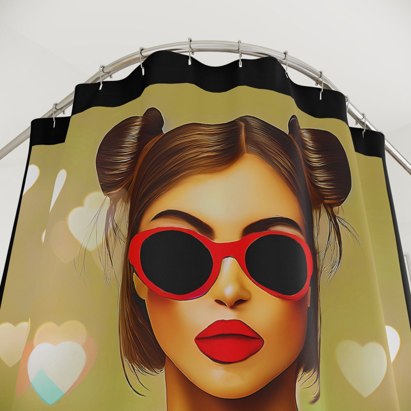 woman with dog shower curtain, home accessories, bathroom dcor, bathroom, home dcor, housewarming gift, shower room decor, animal shower - LOLA VEGAS ART