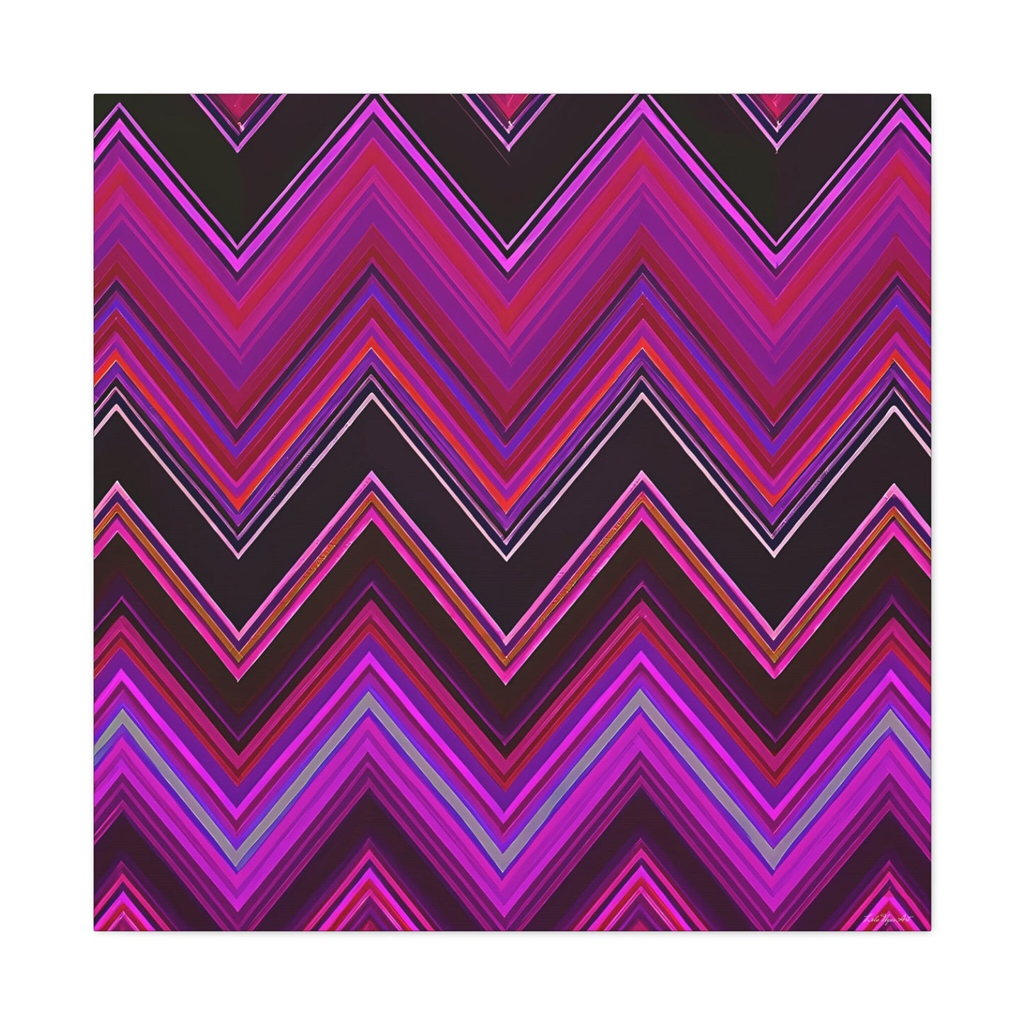 pink and black chevron canvas wall art, wall art dcor, room wall dcor, unique art, contemporary art, modern home dcor, large wall art - LOLA VEGAS ART
