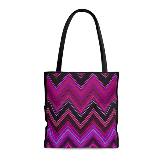 pink and black chevron canvas tote bag, gift for women, canvas shopper, oversized canvas bag, reusable bag, shopping bag, tote bag for women - LOLA VEGAS ART