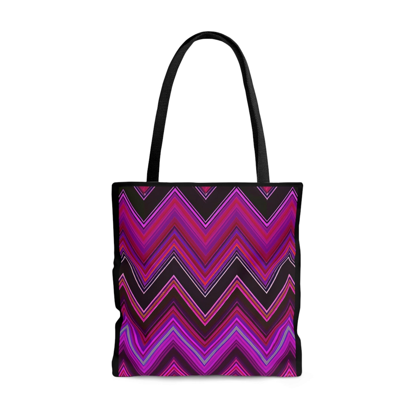 pink and black chevron canvas tote bag, gift for women, canvas shopper, oversized canvas bag, reusable bag, shopping bag, tote bag for women - LOLA VEGAS ART