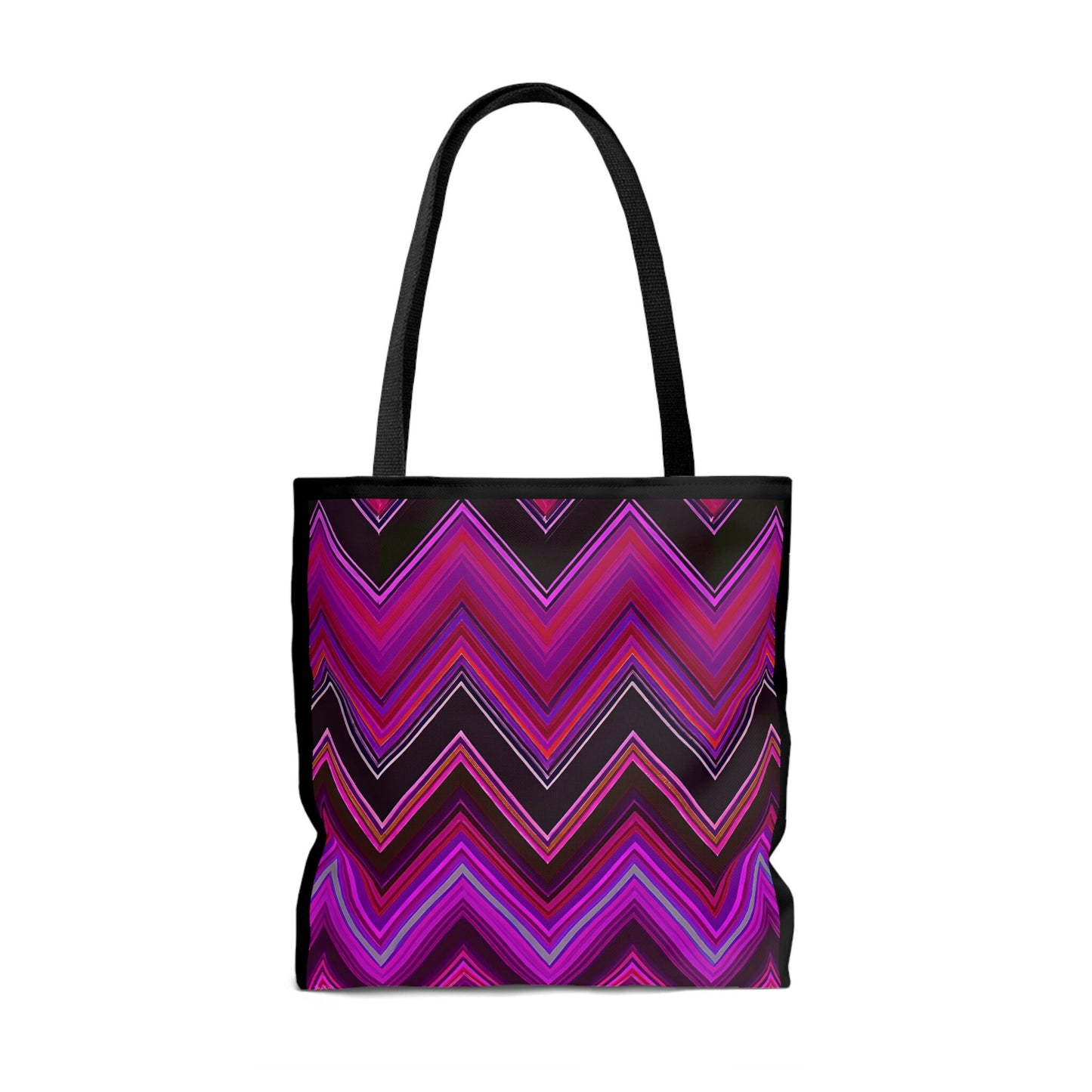 pink and black chevron canvas tote bag, gift for women, canvas shopper, oversized canvas bag, reusable bag, shopping bag, tote bag for women - LOLA VEGAS ART