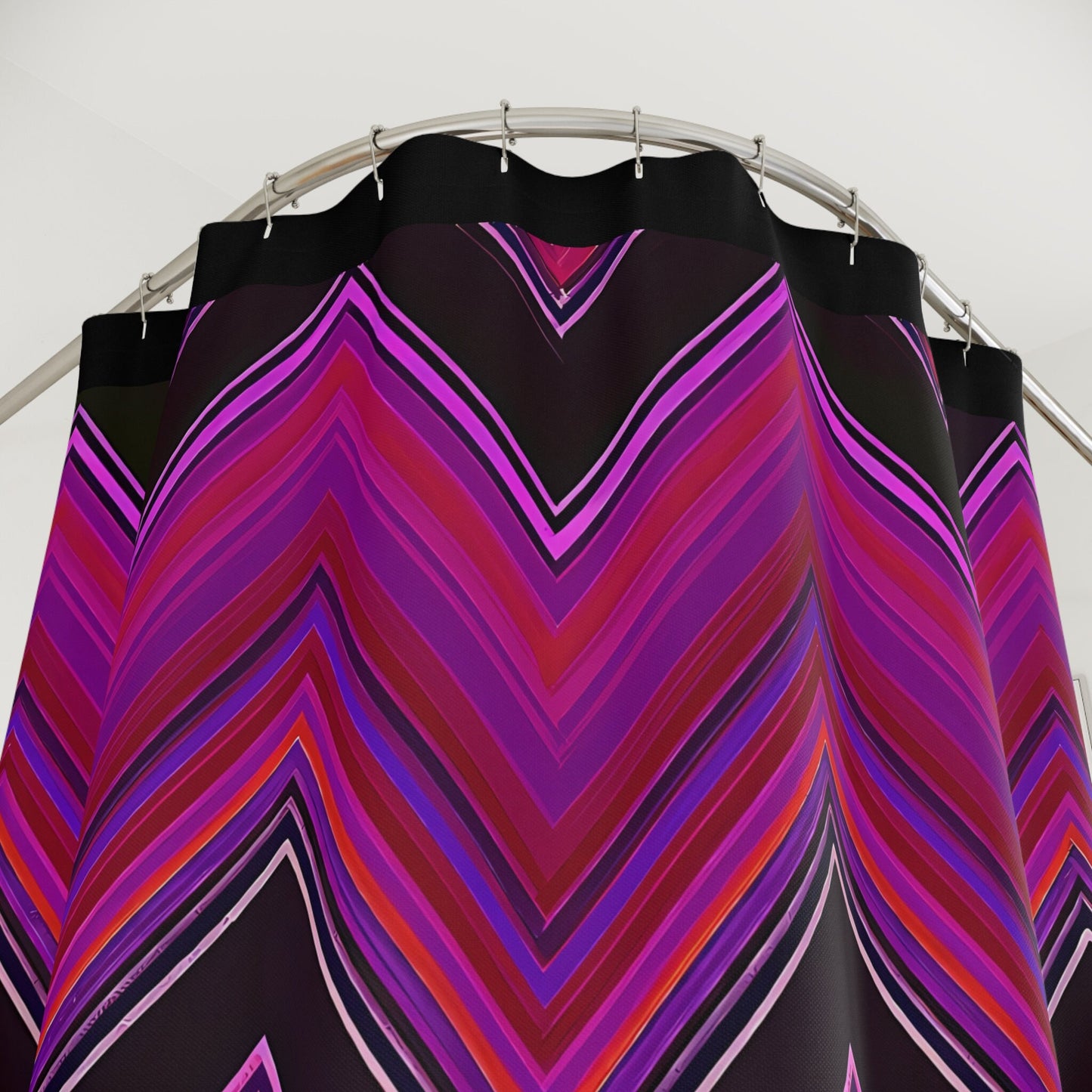 pink and black chevron shower curtain, , home accessories, bathroom dcor, bathroom, home dcor, housewarming gift, shower room decor - LOLA VEGAS ART