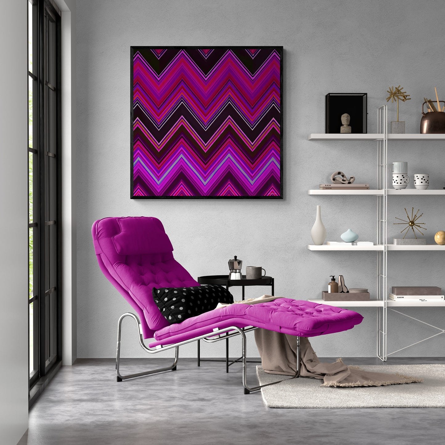 pink and black chevron framed canvas wall art, wall art with frame, wall art framed, wall art canvas with frame, wall art canvas framed, - LOLA VEGAS ART
