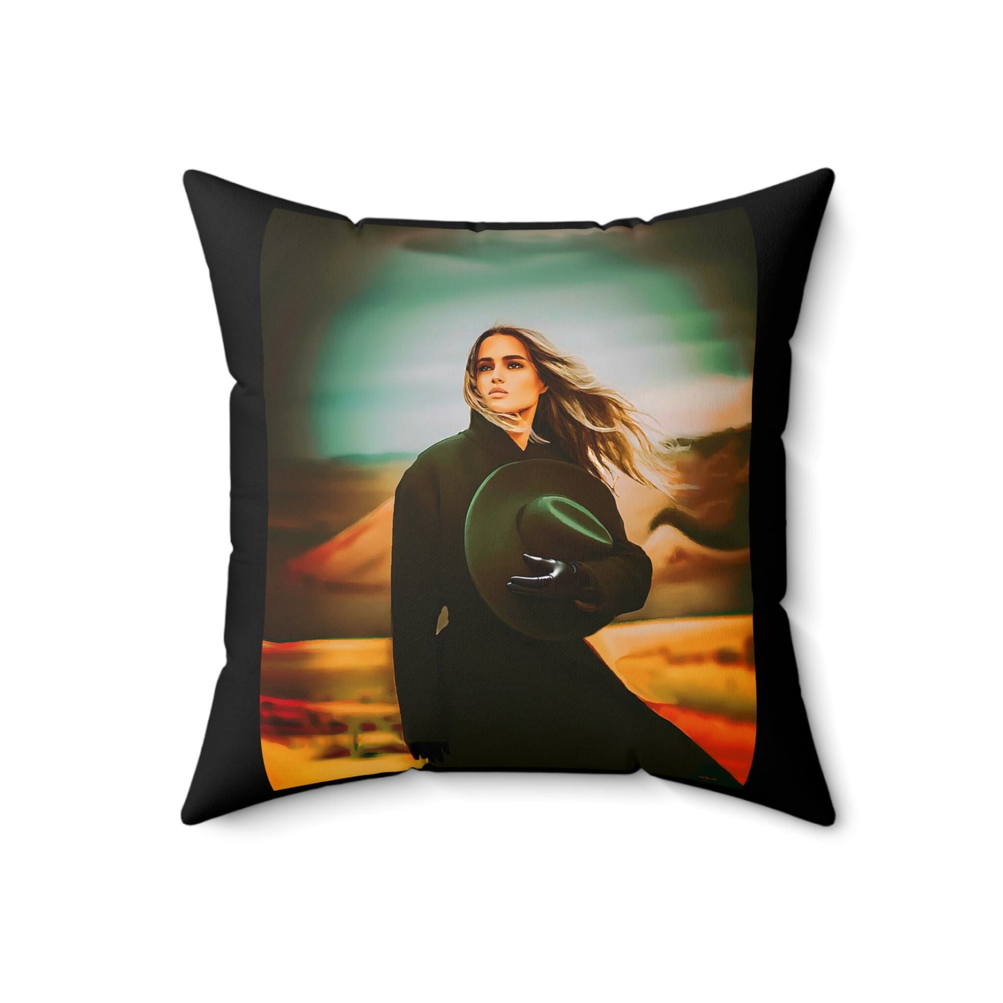 woman in the desert square pillow, decorative pillow, living room pillow, bedroom pillow, throw pillow, pillows, home decor, accent pillow - LOLA VEGAS ART