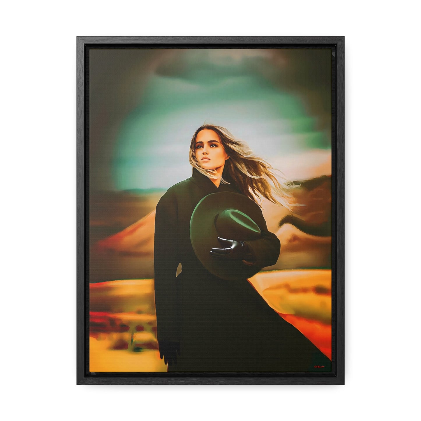 woman in the desert framed canvas wall art, wall art framed, wall art canvas with frame, wall art living room framed, southwestern wall art - LOLA VEGAS ART