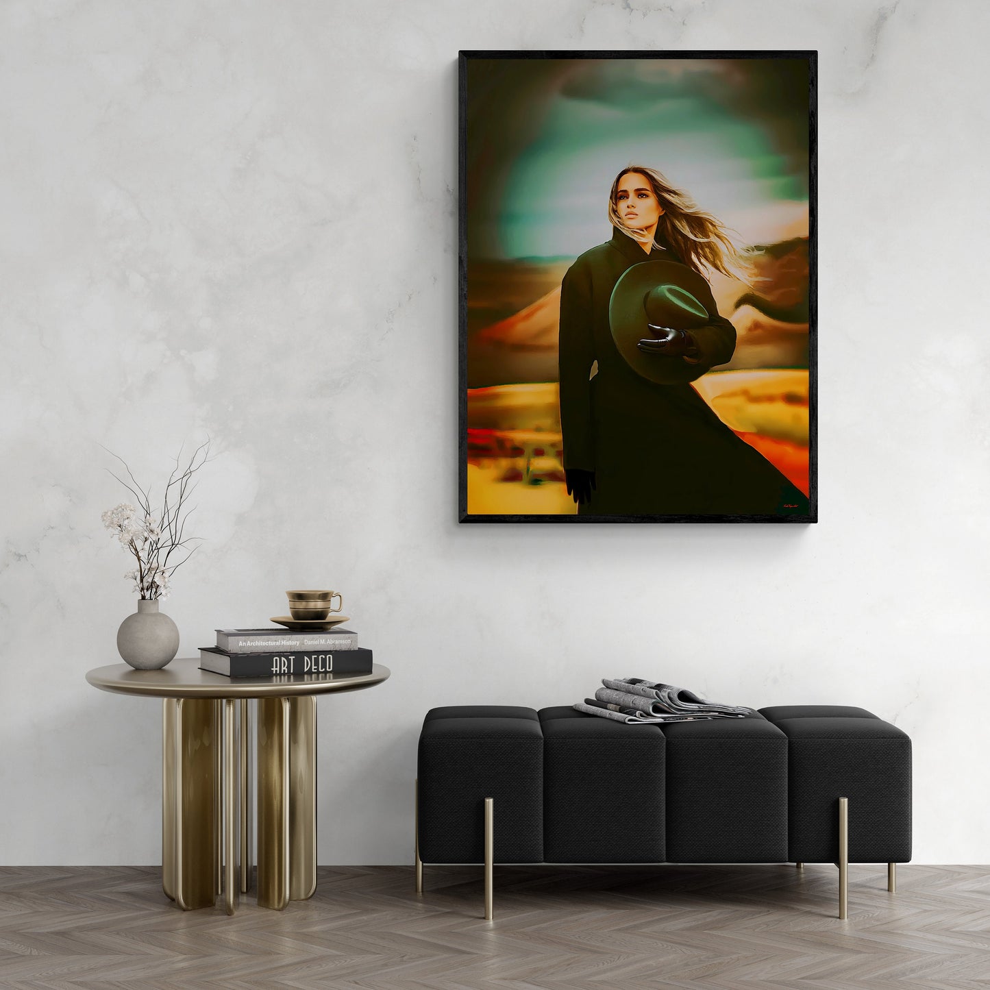 woman in the desert framed canvas wall art, wall art framed, wall art canvas with frame, wall art living room framed, southwestern wall art - LOLA VEGAS ART