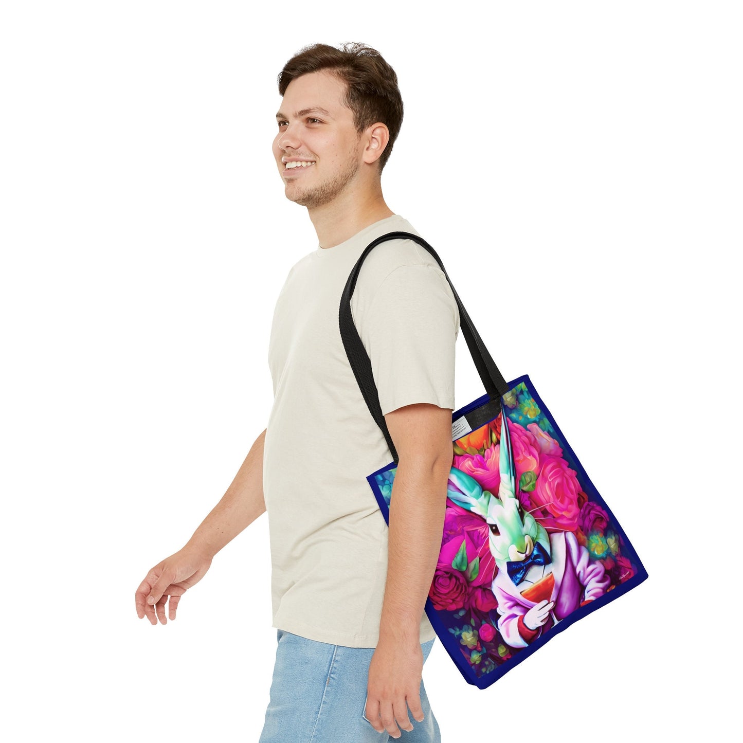 down the rabbit hole canvas tote bag, gifts for women, canvas shopper, oversized canvas bag, reusable bag, shopping bag, tote bag for women - LOLA VEGAS ART