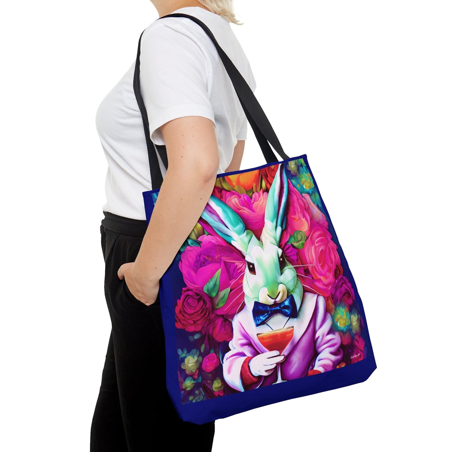 down the rabbit hole canvas tote bag, gifts for women, canvas shopper, oversized canvas bag, reusable bag, shopping bag, tote bag for women - LOLA VEGAS ART