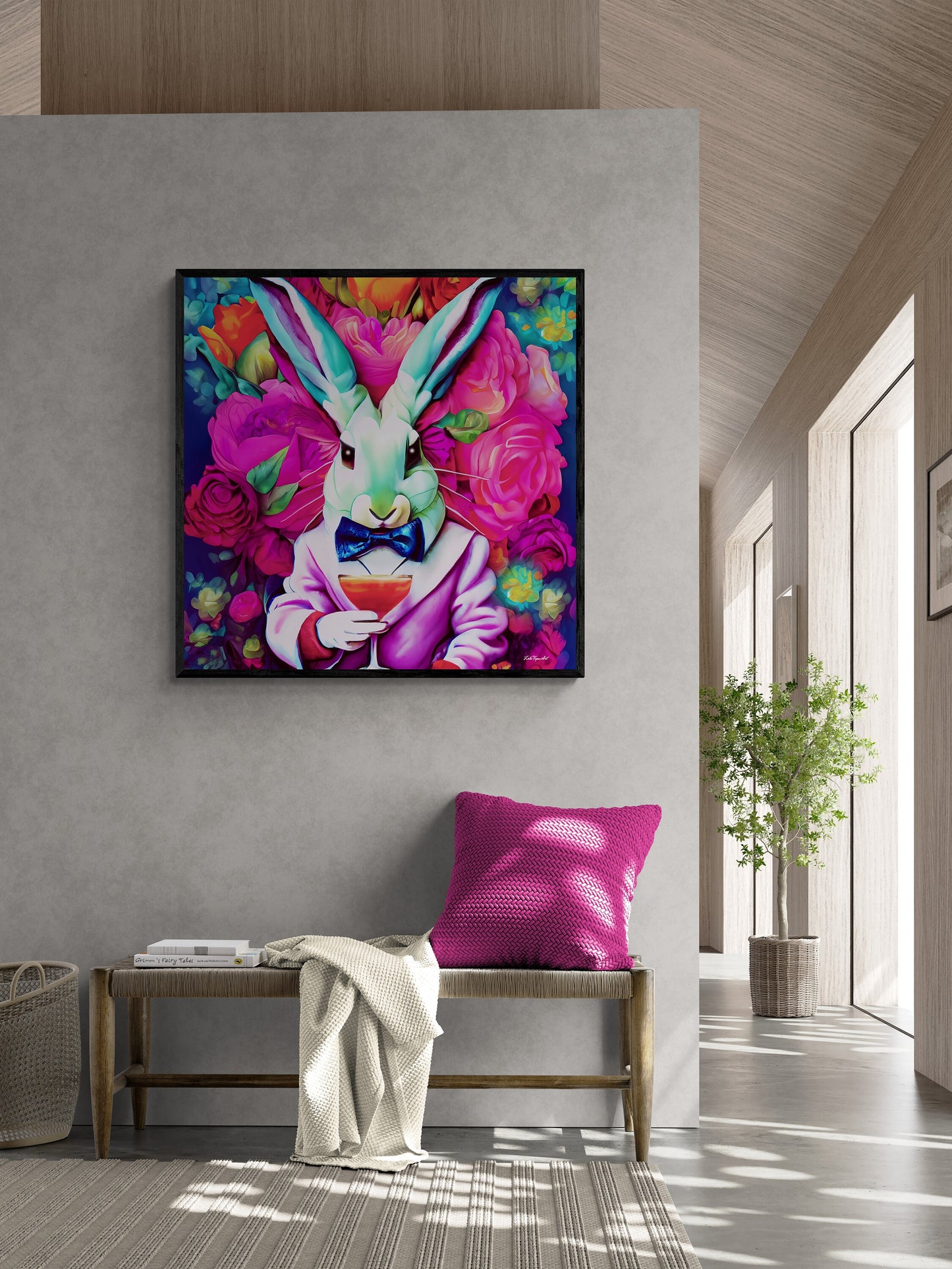 down the rabbit hole framed canvas wall art, wall art framed, wall art canvas with frame, wall art living room framed, colorful wall art - LOLA VEGAS ART