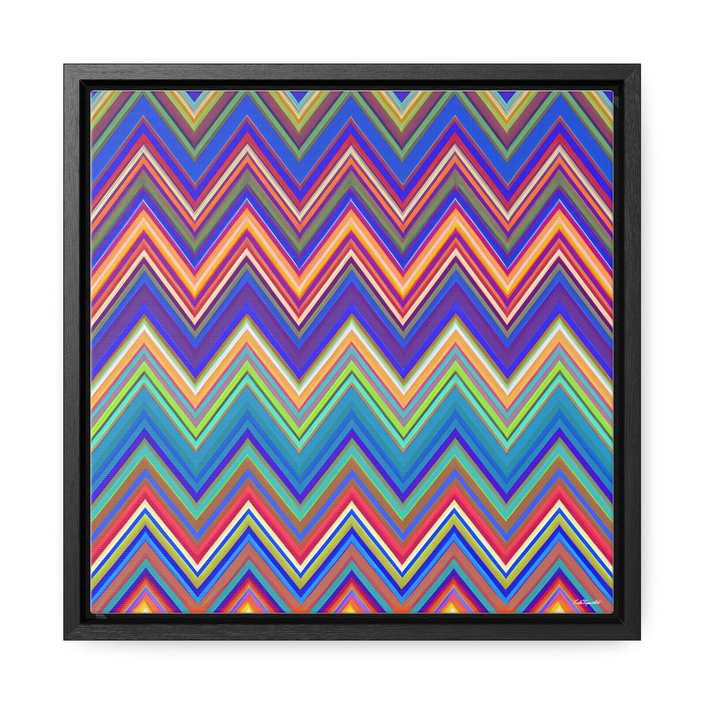 multicolor chevron canvas framed wall art, wall art in frame, wall art with frame, wall art canvas with frame, wall art living room framed, - LOLA VEGAS ART