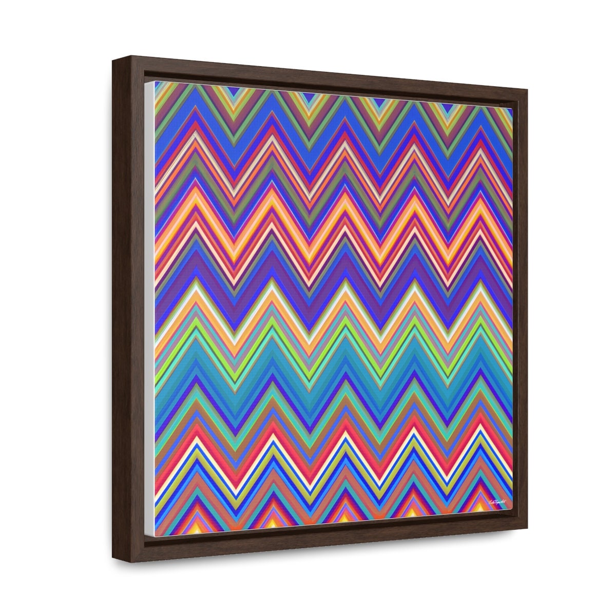 multicolor chevron canvas framed wall art, wall art in frame, wall art with frame, wall art canvas with frame, wall art living room framed, - LOLA VEGAS ART