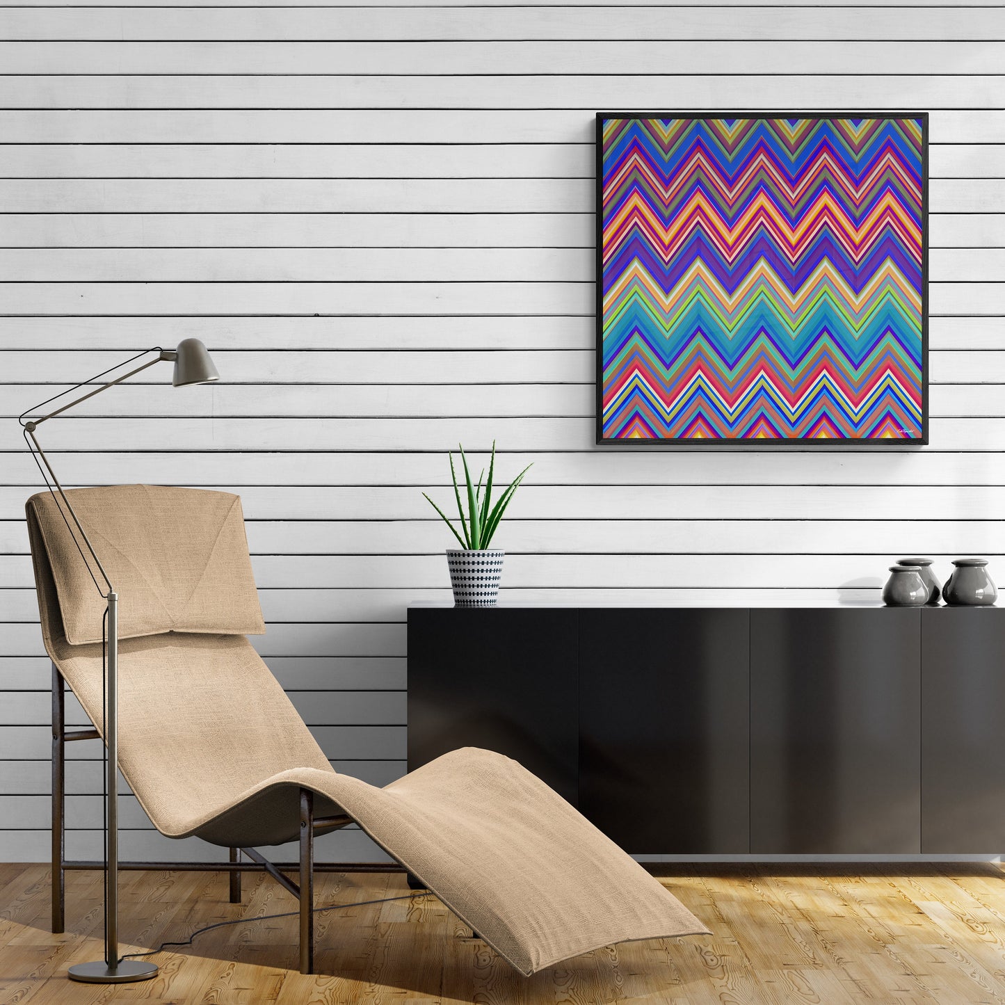 multicolor chevron canvas framed wall art, wall art in frame, wall art with frame, wall art canvas with frame, wall art living room framed, - LOLA VEGAS ART