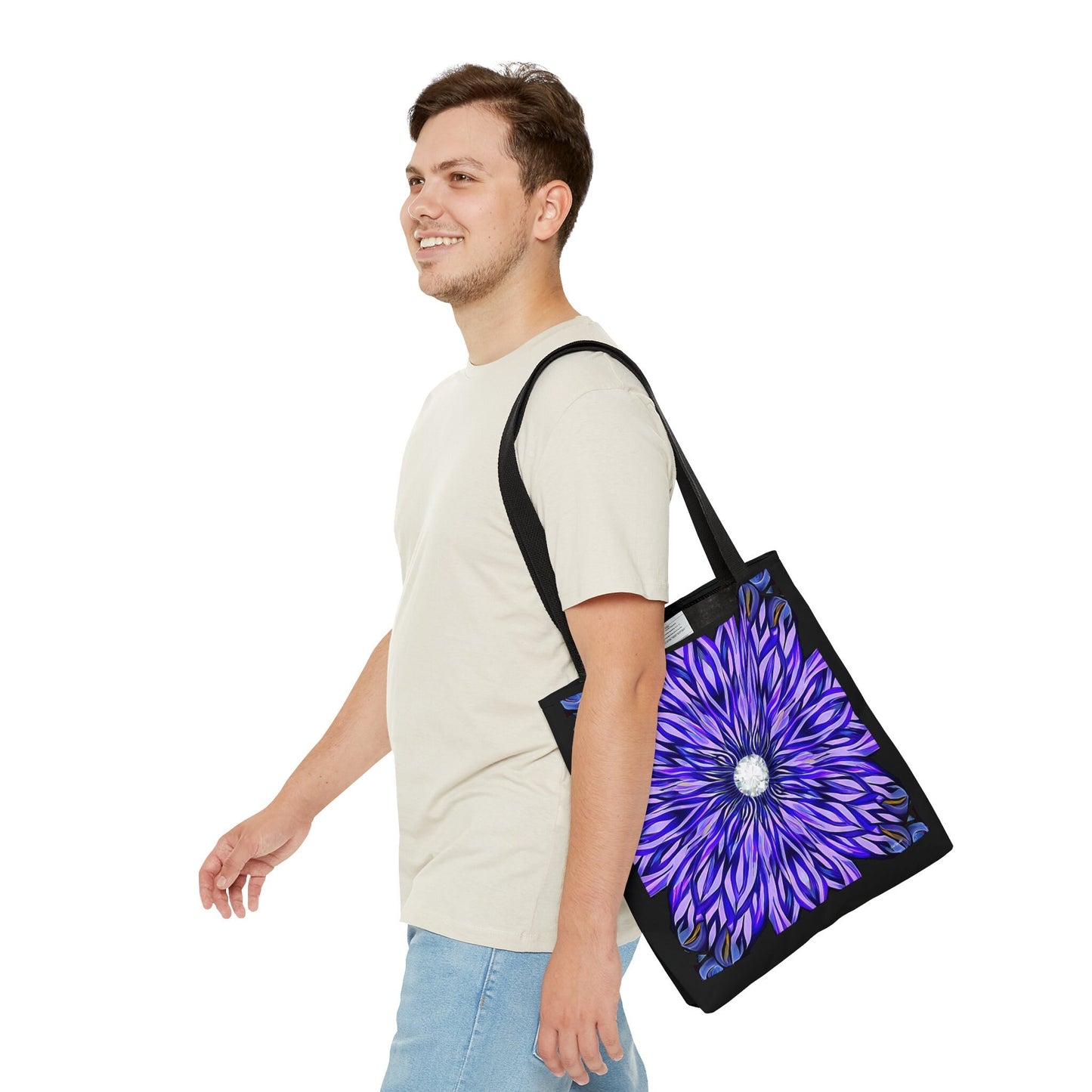 purple abstract sunburst canvas tote bag, gifts for women, canvas shopper, oversized bag, reusable bag, shopping bag, tote bag for women - LOLA VEGAS ART