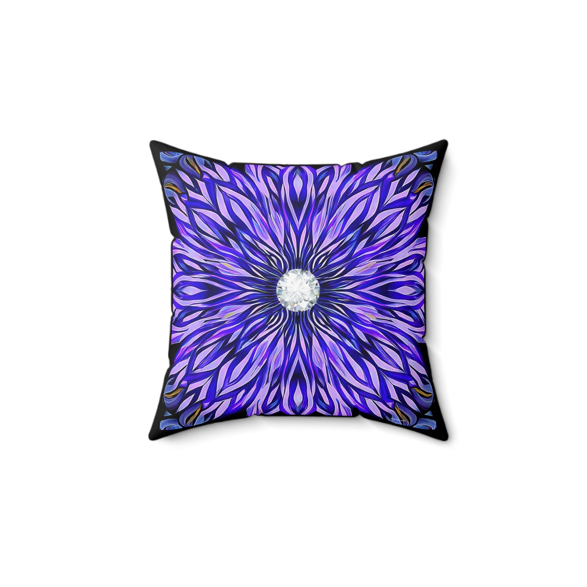 purple abstract sunburst square pillow, decorative pillow, living room pillow, bedroom pillow, throw pillow, pillows,  accent pillow - LOLA VEGAS ART