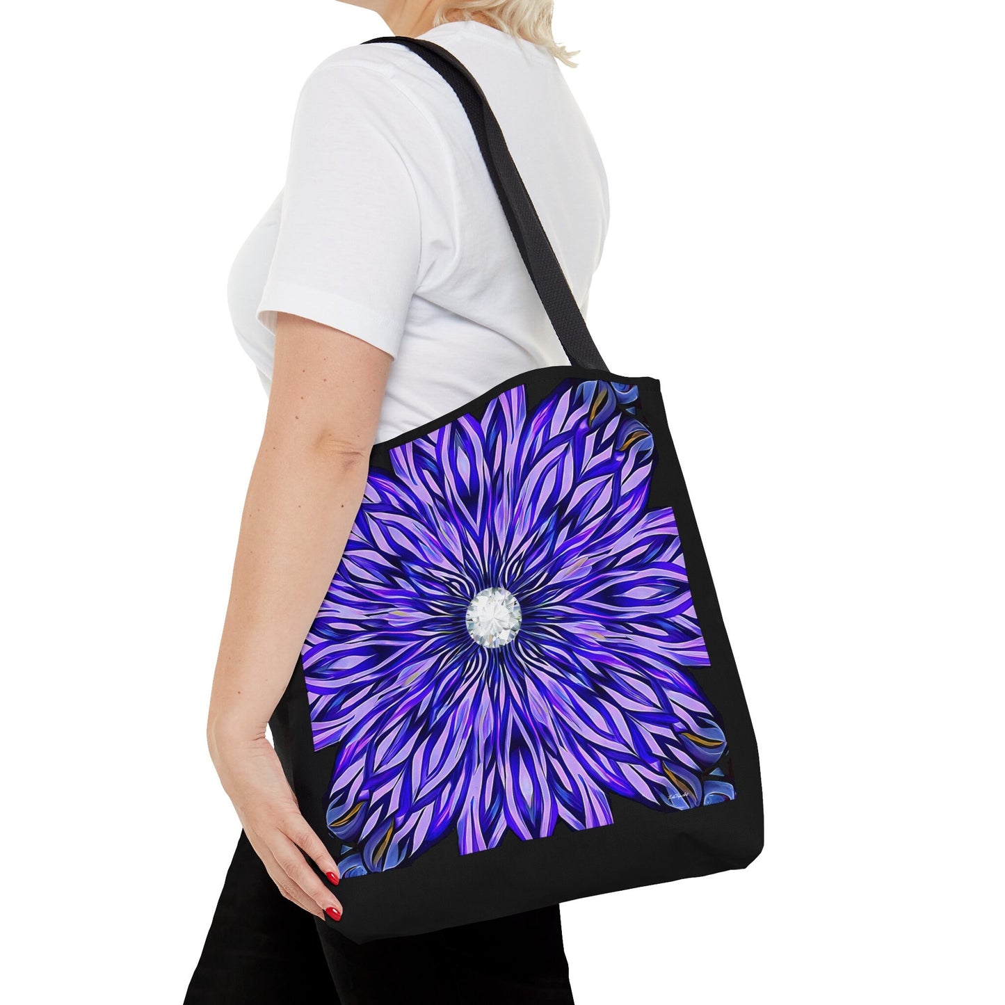 purple abstract sunburst canvas tote bag, gifts for women, canvas shopper, oversized bag, reusable bag, shopping bag, tote bag for women - LOLA VEGAS ART