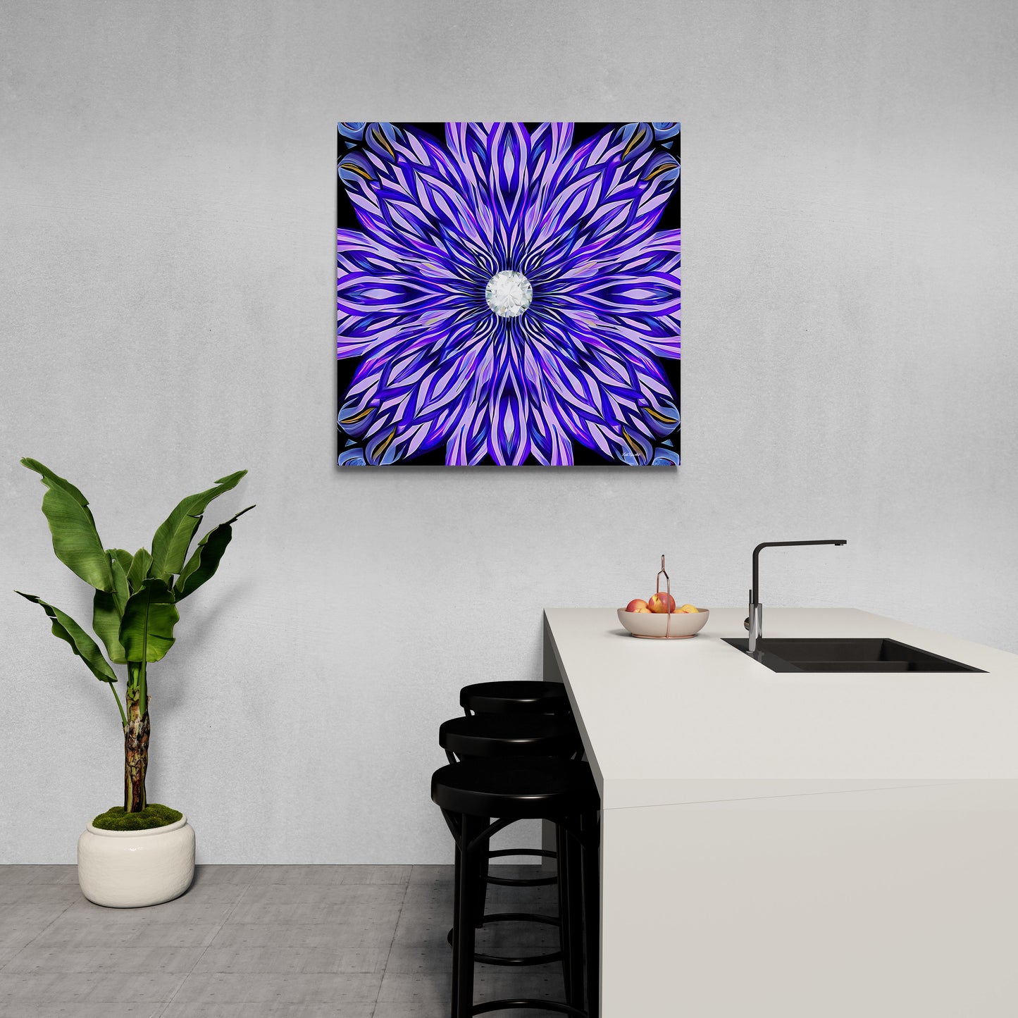 purple abstract sunburst canvas wall art, wall art dcor, room wall dcor, unique art. contemporary wall art, large wall art, ready to hang - LOLA VEGAS ART