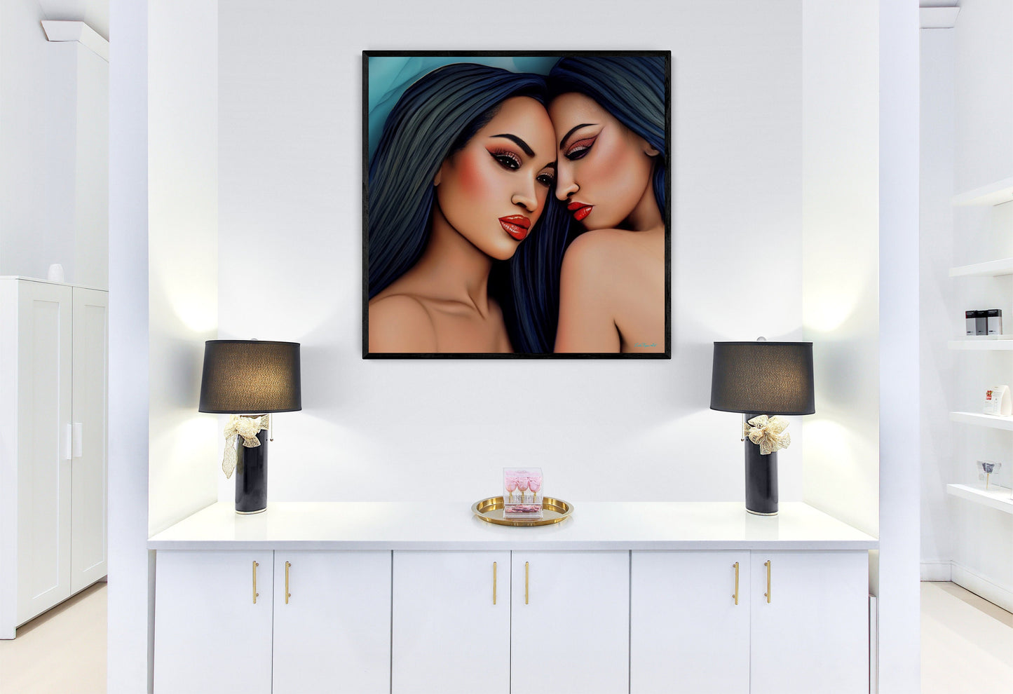 bliss, asian women,framed canvas wall art,wall art decor, wall art woman, women all decor, romantic, beauty - LOLA VEGAS ART