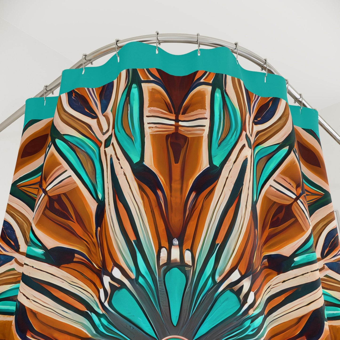 tan and turquoise southwestern shower curtain, home accessories, bathroom dcor, home dcor, housewarming gift, shower decor - LOLA VEGAS ART