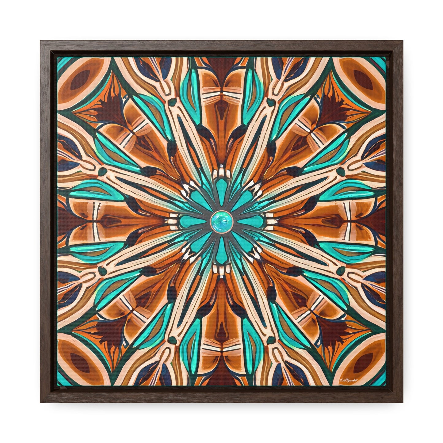 tan and turquoise southwestern framed canvas wall art, , wall art living room framed, wall art canvas framed, indian decor - LOLA VEGAS ART