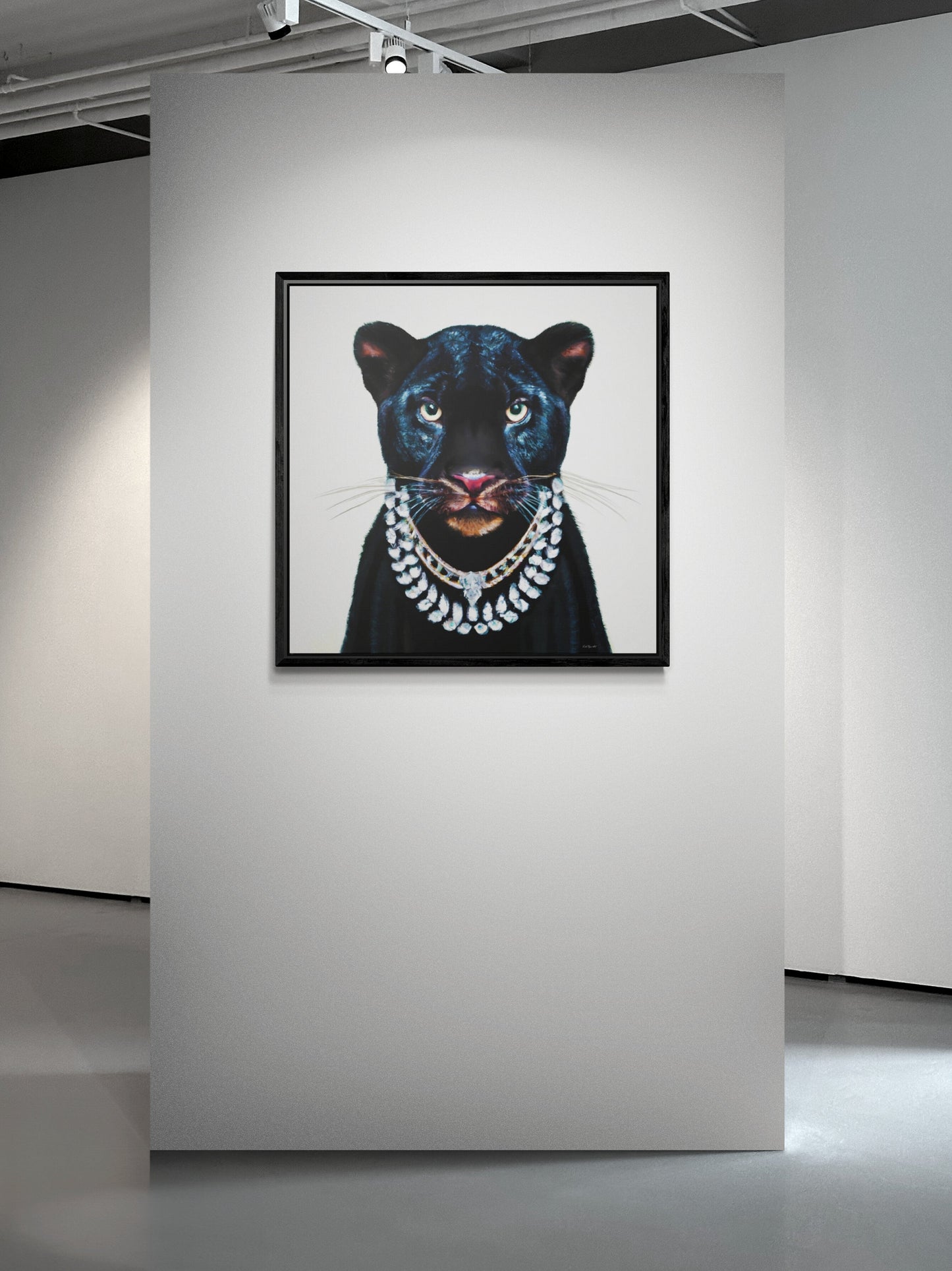 black panther in diamonds framed canvas wall art, , animal prints, big cat wall art,wall art dcor, exotic animal wall art, panther decor - LOLA VEGAS ART