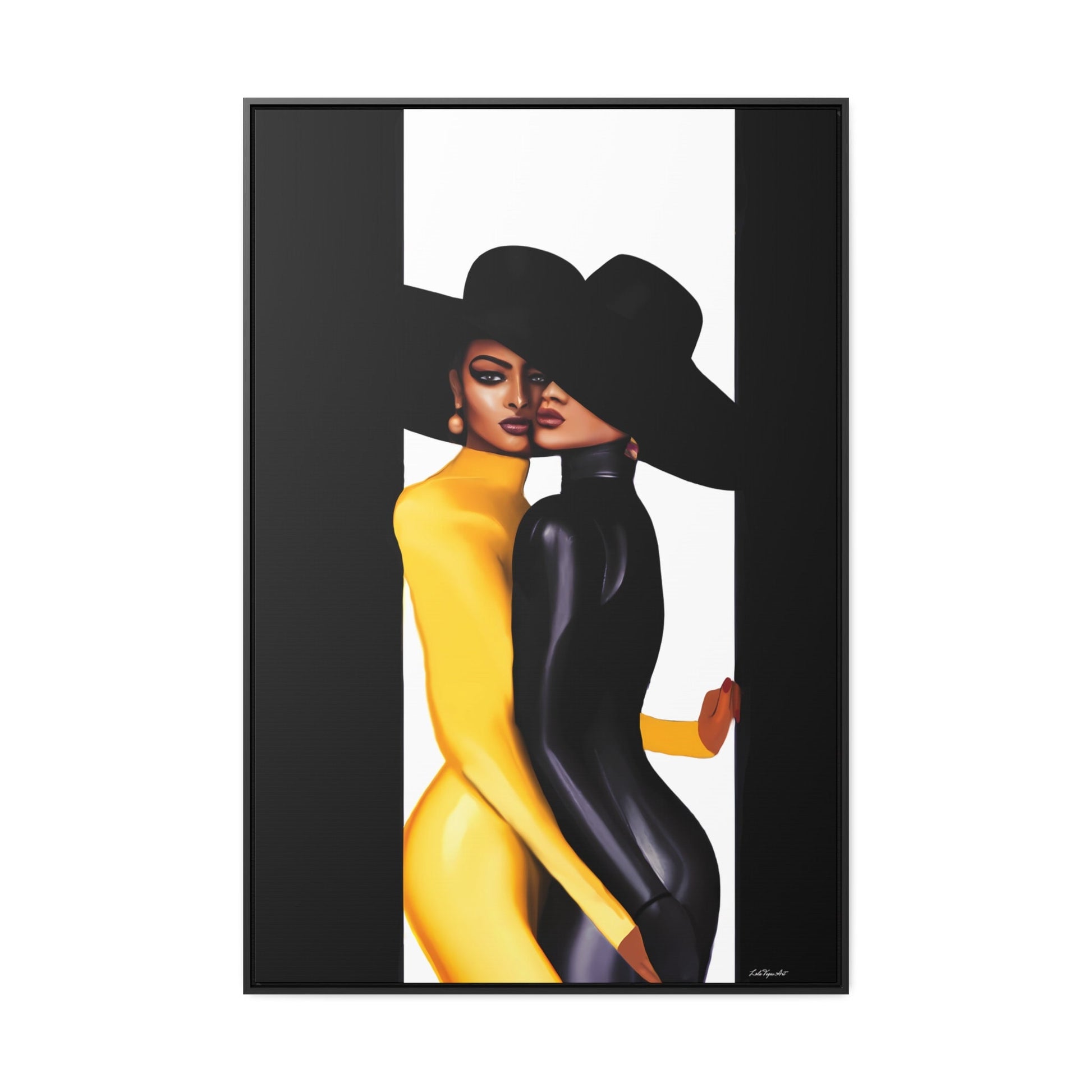 black women, framed canvas wall art, wall art decor, urban art, wall art decor, wall art woman, women in hats art - LOLA VEGAS ART