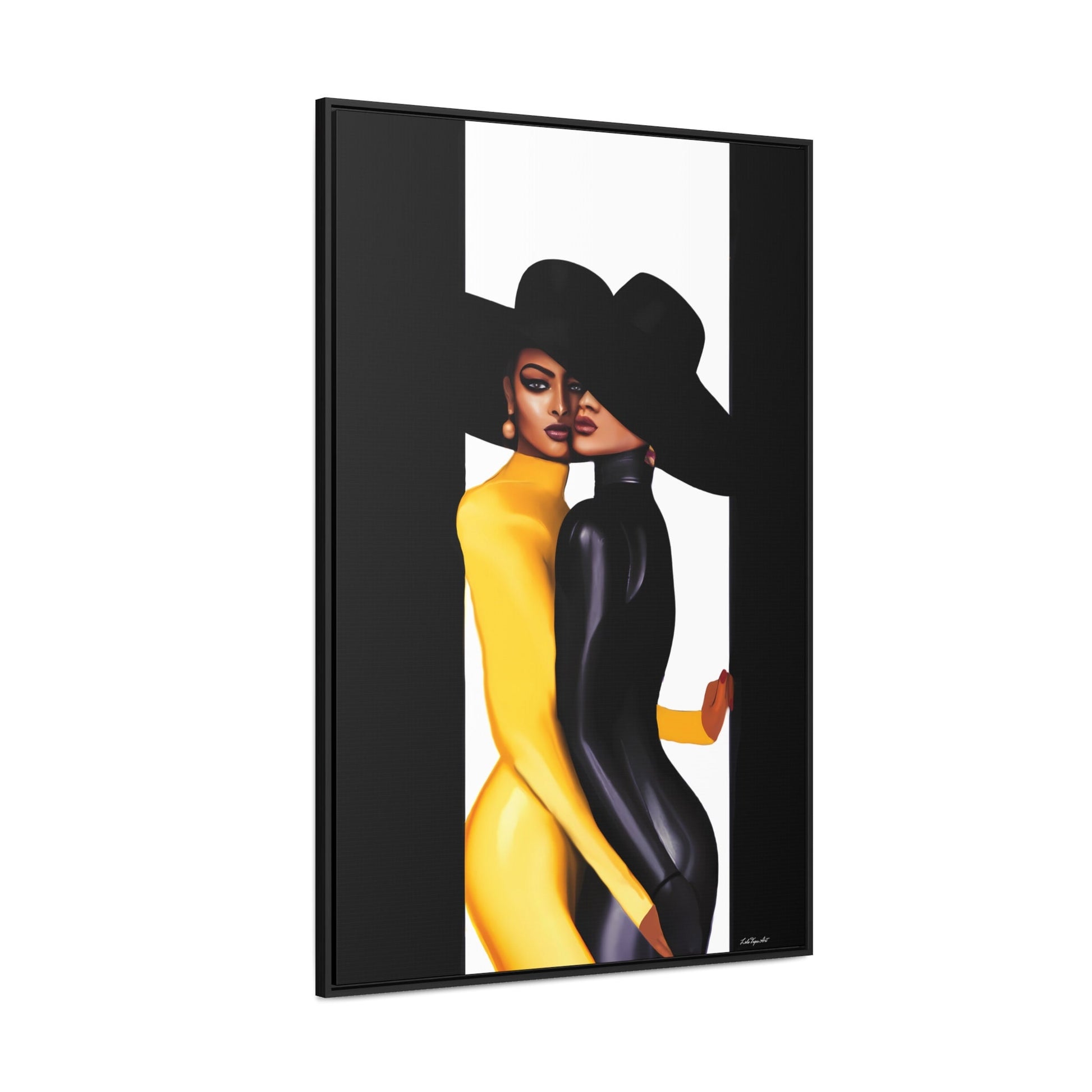 black women, framed canvas wall art, wall art decor, urban art, wall art decor, wall art woman, women in hats art - LOLA VEGAS ART