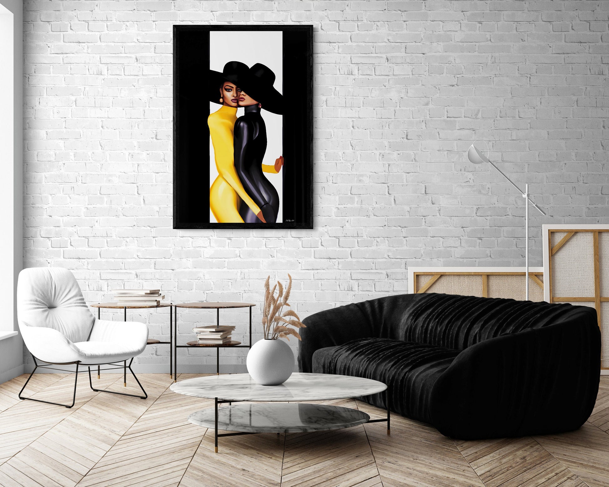 black women, framed canvas wall art, wall art decor, urban art, wall art decor, wall art woman, women in hats art - LOLA VEGAS ART