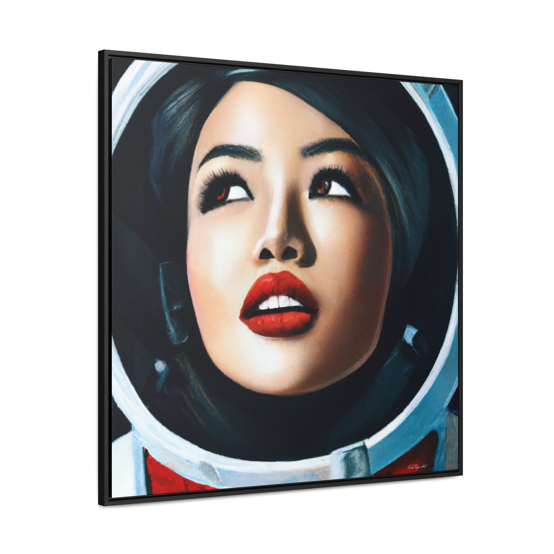 asian female astronaut framed canvas wall art, space art, space art print, astronaut in space,  wall art dcor, woman decor, astronaut gift - LOLA VEGAS ART