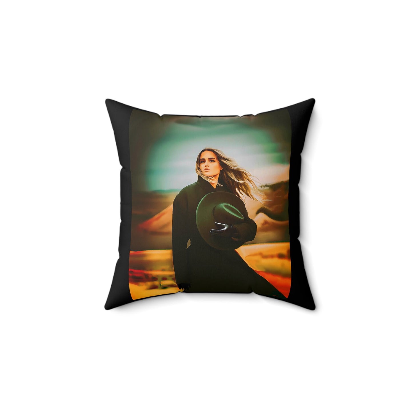 woman in the desert square pillow, decorative pillow, living room pillow, bedroom pillow, throw pillow, pillows, home decor, accent pillow - LOLA VEGAS ART
