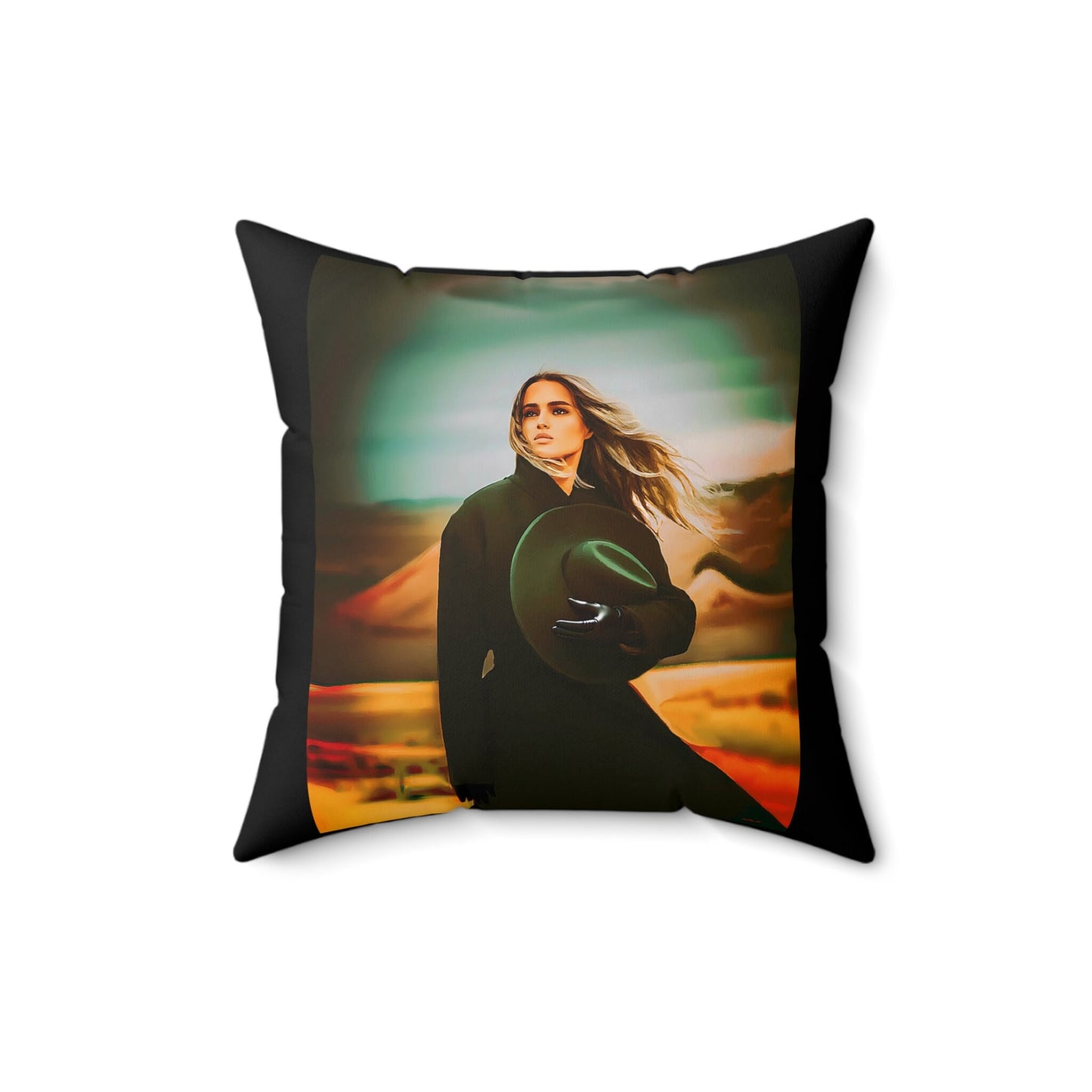 woman in the desert square pillow, decorative pillow, living room pillow, bedroom pillow, throw pillow, pillows, home decor, accent pillow - LOLA VEGAS ART