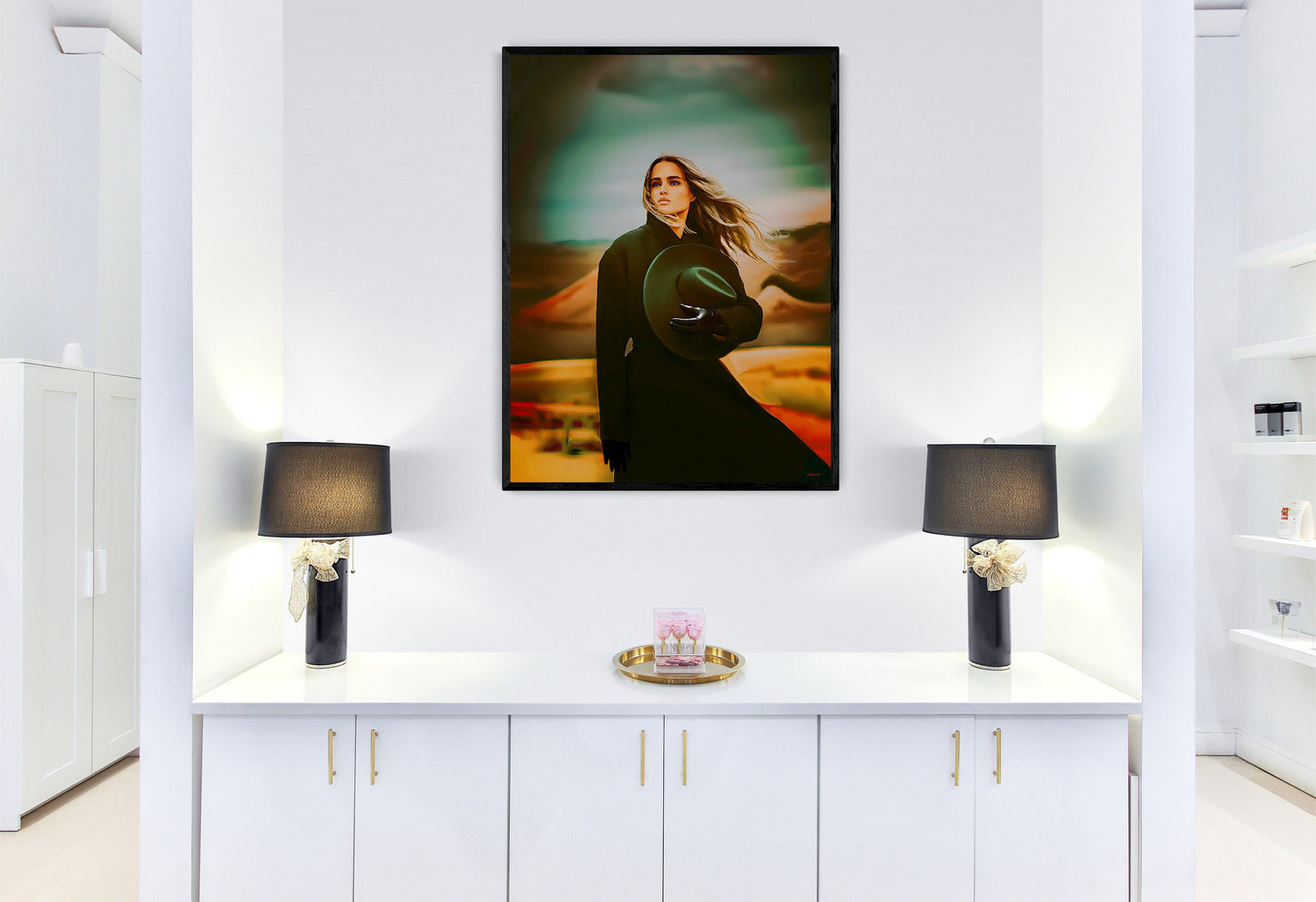 woman in the desert framed canvas wall art, wall art framed, wall art canvas with frame, wall art living room framed, southwestern wall art - LOLA VEGAS ART