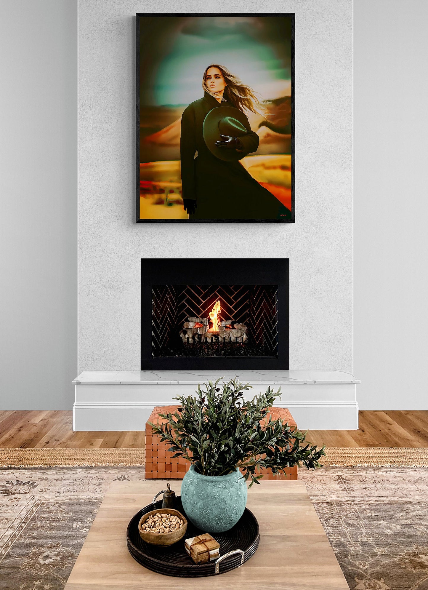 woman in the desert framed canvas wall art, wall art framed, wall art canvas with frame, wall art living room framed, southwestern wall art - LOLA VEGAS ART