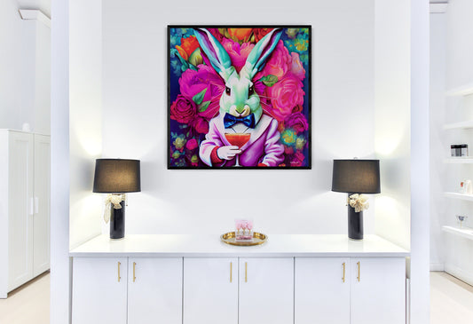 down the rabbit hole framed canvas wall art, wall art framed, wall art canvas with frame, wall art living room framed, colorful wall art - LOLA VEGAS ART