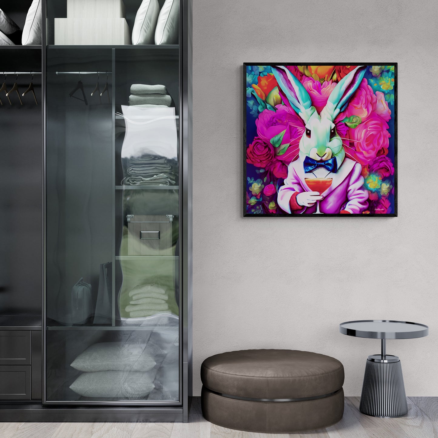 down the rabbit hole framed canvas wall art, wall art framed, wall art canvas with frame, wall art living room framed, colorful wall art - LOLA VEGAS ART