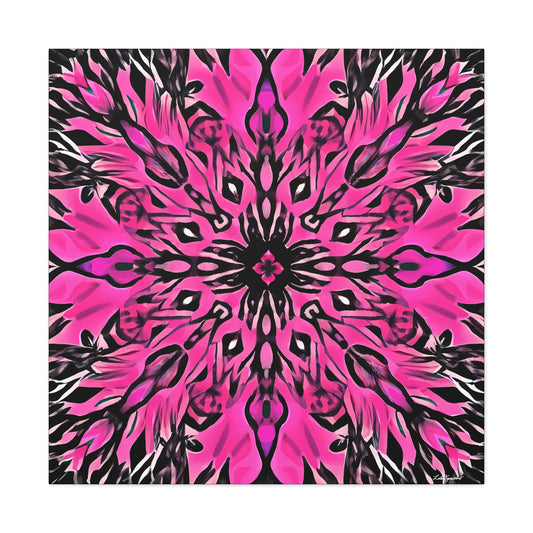 hot pink and black abstract boho flower, wall art dcor, room wall dcor, unique art, contemporary, feminine, boho style decor, modern - LOLA VEGAS ART